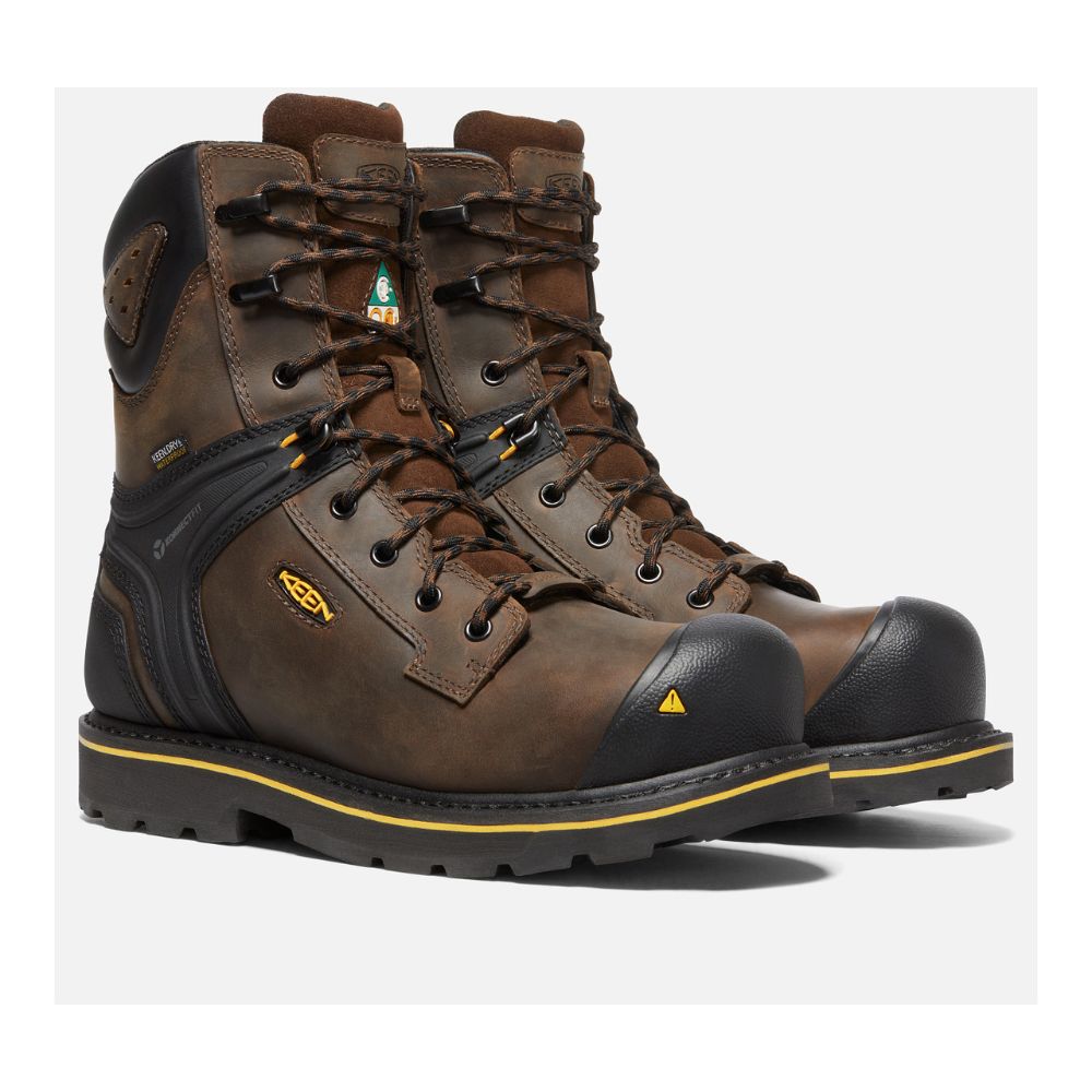 Keen Abitibi II Men's 8 Waterproof Composite Toe Work Boots - Brown Safety Shoes for Construction & Outdoor Work | Durable Non-Slip Work Boots for Hiking, Landscaping & Heavy Duty Jobs