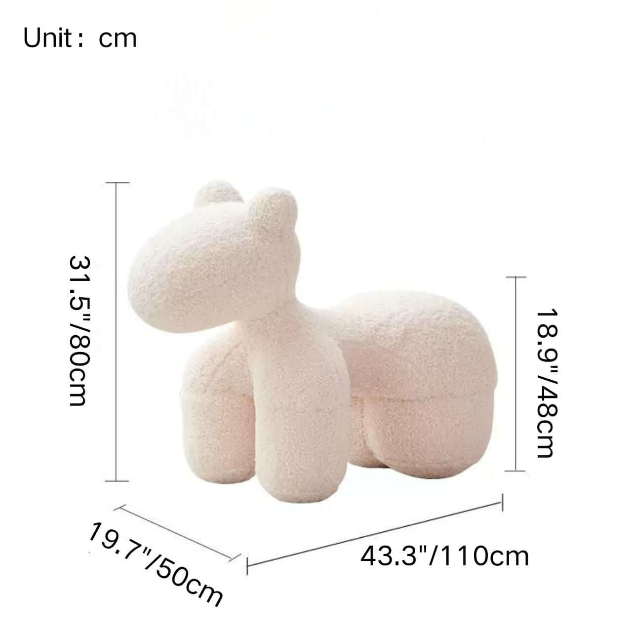 Soft White Sherpa Kids' Stool with Adorable Pony Design - Cozy Single Sofa Chair for Children's Room, Playroom or Nursery - Perfect for Reading, Relaxing & Playtime