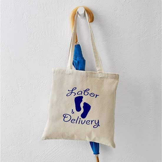 Labor & Delivery Tote Bag - Natural Canvas Reusable Shopping Bag for Hospital, Baby Shower & Everyday Use | Eco-Friendly Grocery Tote