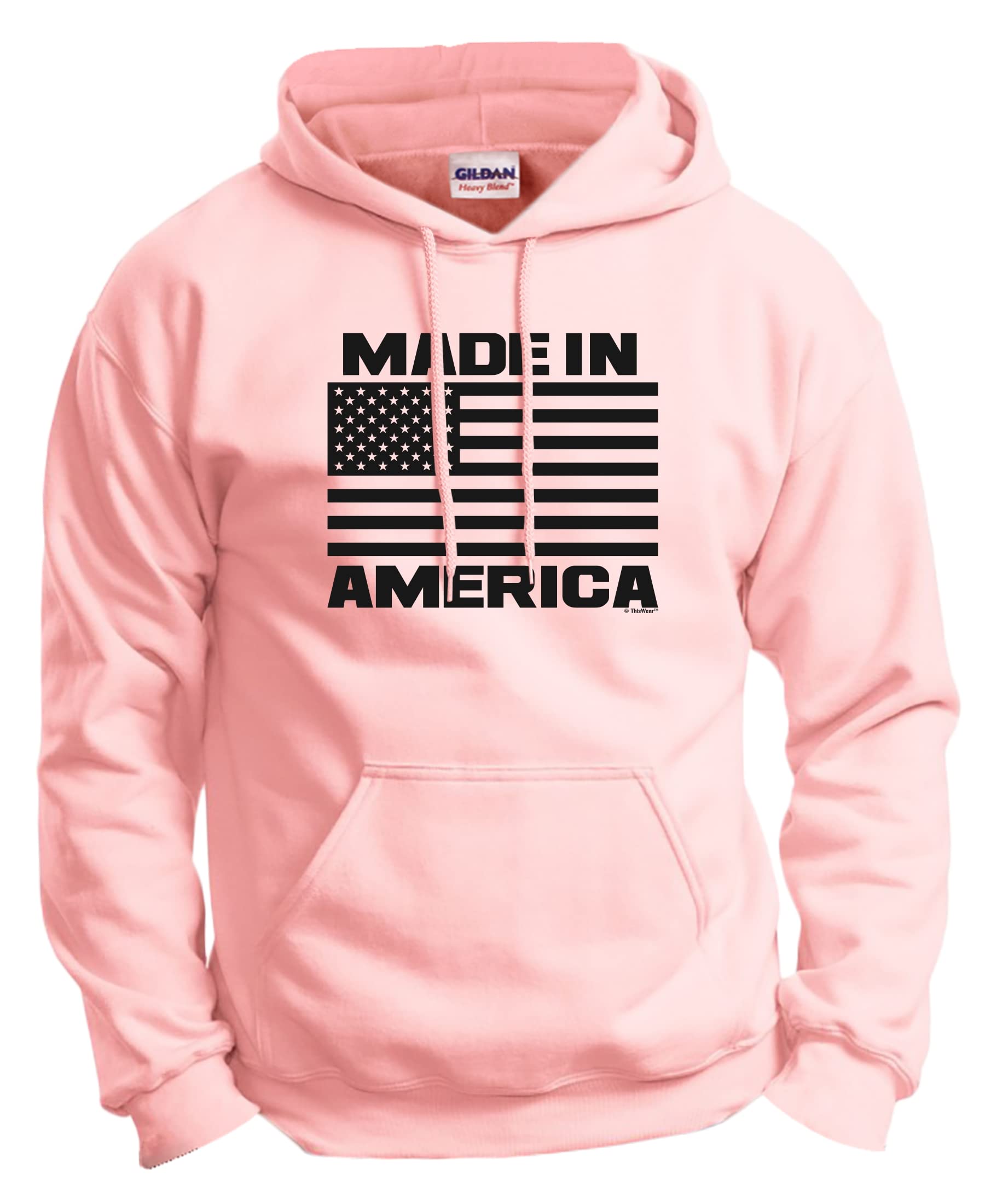 American Made USA Flag Long Sleeve Hoodie with Front Pocket - Patriotic Comfort Wear for Men & Women | Perfect for 4th of July, Veterans Day & Casual Outings