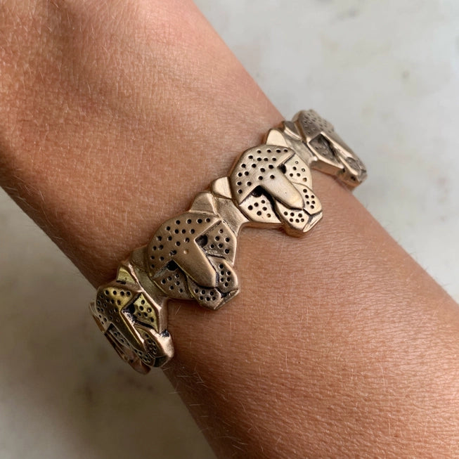 Handcrafted Mimosa Jaguar Cuff Bracelet in Bronze - Stylish Boho Jewelry for Women, Perfect for Parties, Festivals, and Everyday Wear