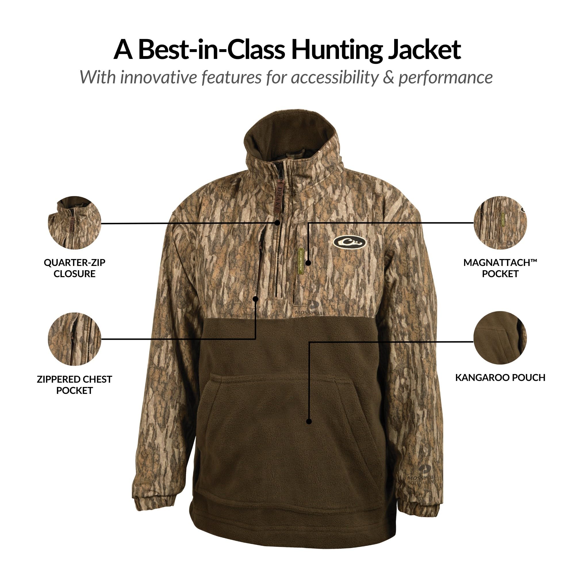 Drake Waterfowl Boys' Youth MST Eqwader 1/4 Zip Fleece Hunting Jacket - Warm & Waterproof Outdoor Gear for Duck Hunting & Cold Weather Adventures