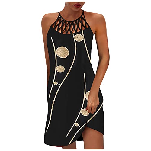 SERYU Women's Summer Dresses - Cute Cold Shoulder Boho Sleeveless A-Line Floral Tunic Dress for Beach, Vacation & Casual Outings