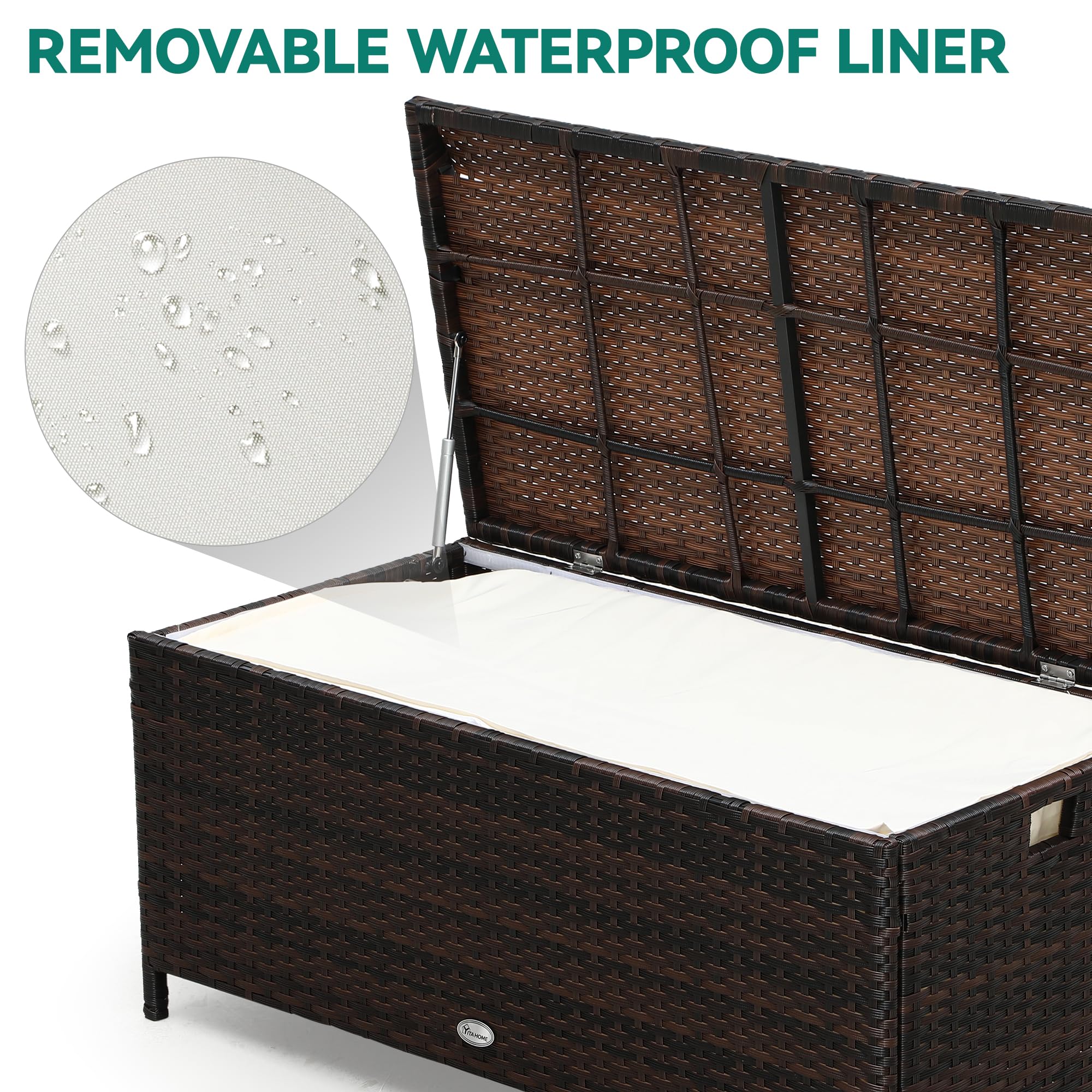 YITAHOME Large Outdoor Wicker Storage Bench Deck Box - PE Rattan Patio Furniture with Convenient Handles & Soft Cushion - Perfect for Patio, Garden, Yard, Lawn, and Outdoor Storage Organization