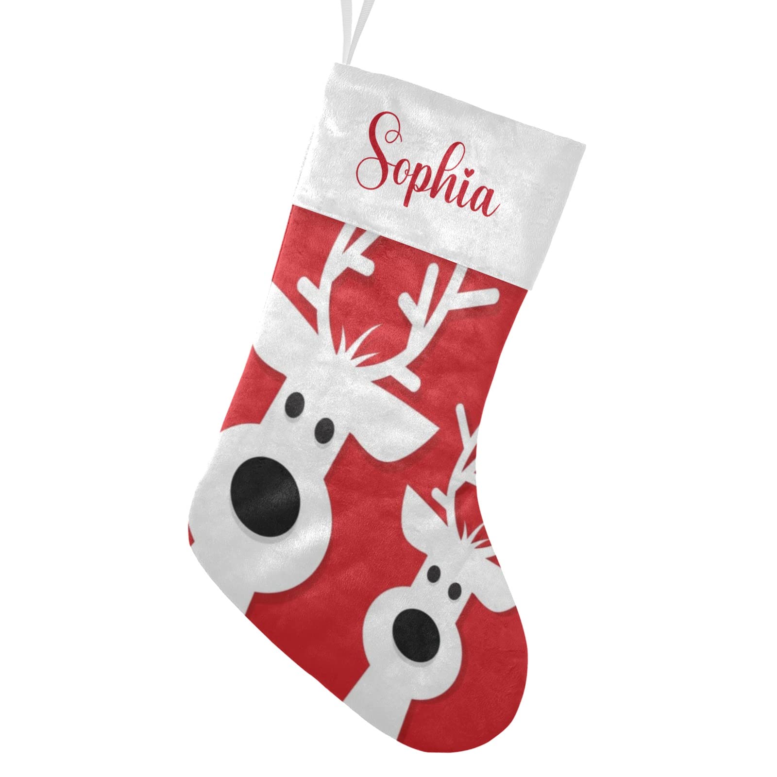 Personalized Christmas Stockings with Name - Red Reindeer Design for Boys, Girls & Pets - 17.52 x 7.87 Inch Holiday Gift - Perfect for Fireplace Decor, Family Traditions & Festive Home Decorating
