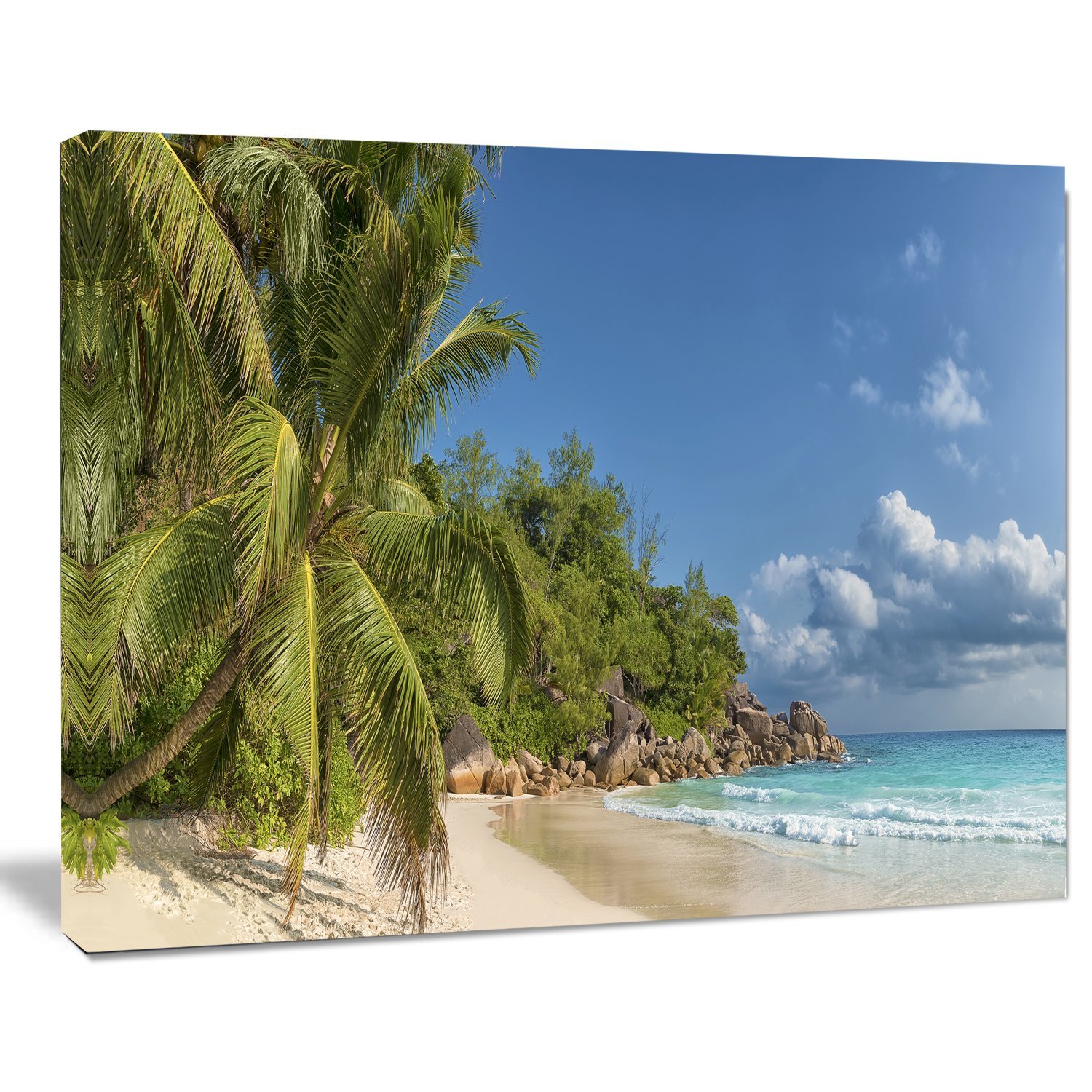 Anse Georgette Beach Dark Blue Large Seascape Art Canvas Print - Ocean Wall Decor for Living Room, Bedroom & Office