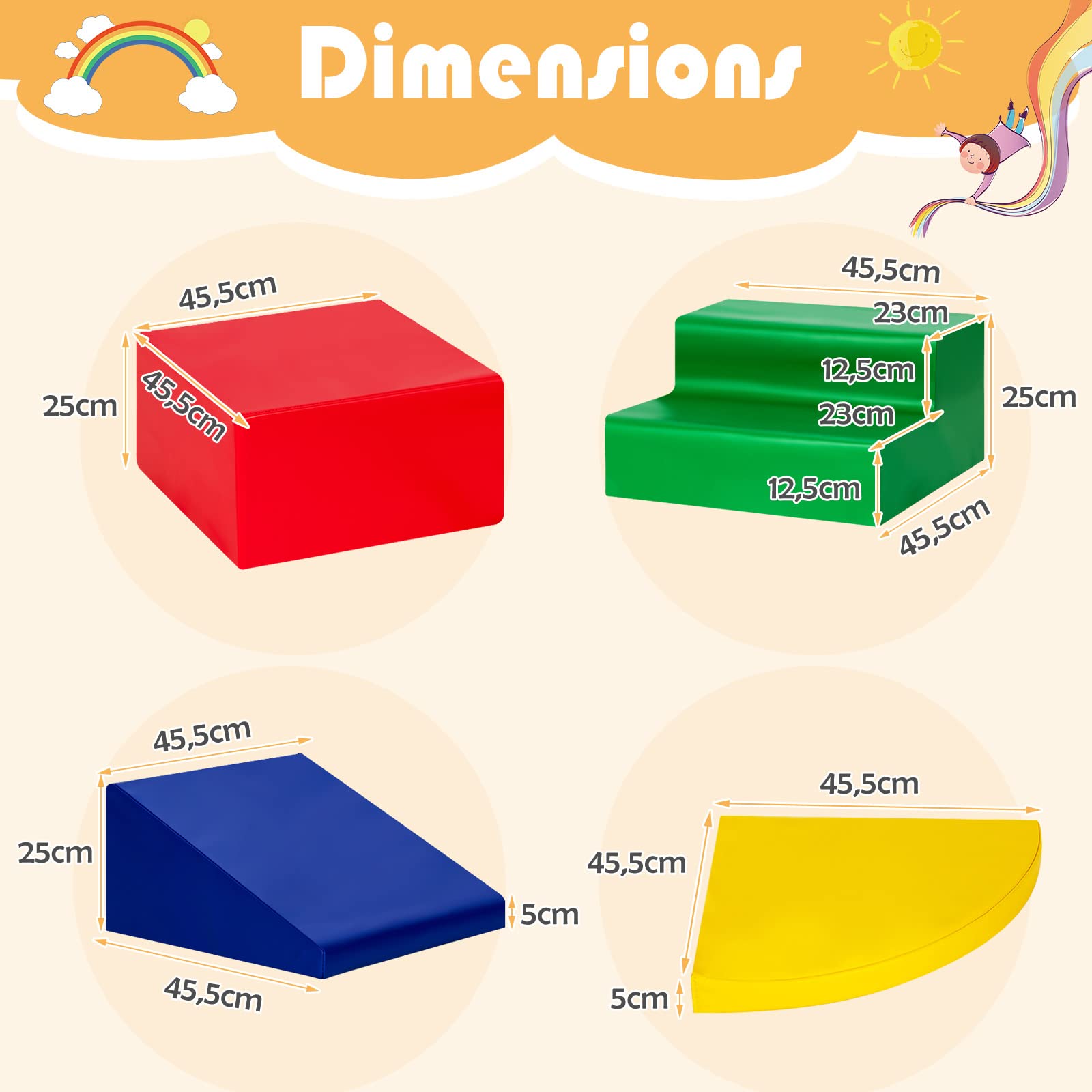 DREAMADE Kids Building Blocks Set with Stairs & Slide - Educational STEM Toys for Toddlers, Various Shapes & Colors - Perfect for Home Play & Kindergarten Learning Activities (Multicolor)