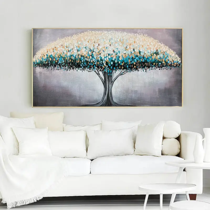 Flower and Tree Painting #FT022 - Handmade Canvas Wall Art for Home Decor, Living Room, Bedroom & Office
