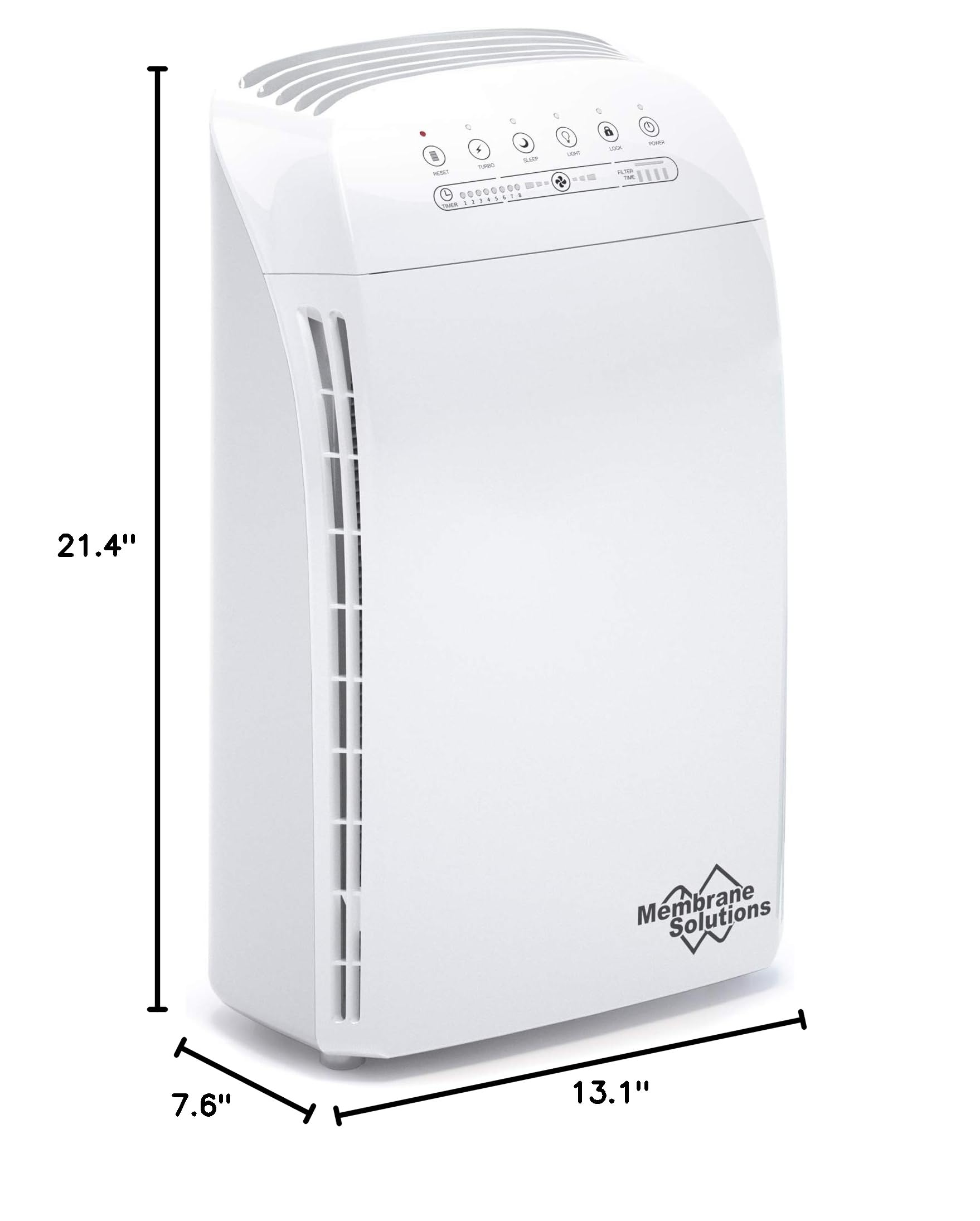 Membrane Solutions MSA3 H13 True HEPA Air Purifier for Home & Bedroom - Covers 1590 sq ft, 22dB Ultra Quiet, 99.97% Allergen Removal for Smoke, Dust, Pet Odor - Ozone Free Air Cleaner for Allergy Relief & Better Sleep