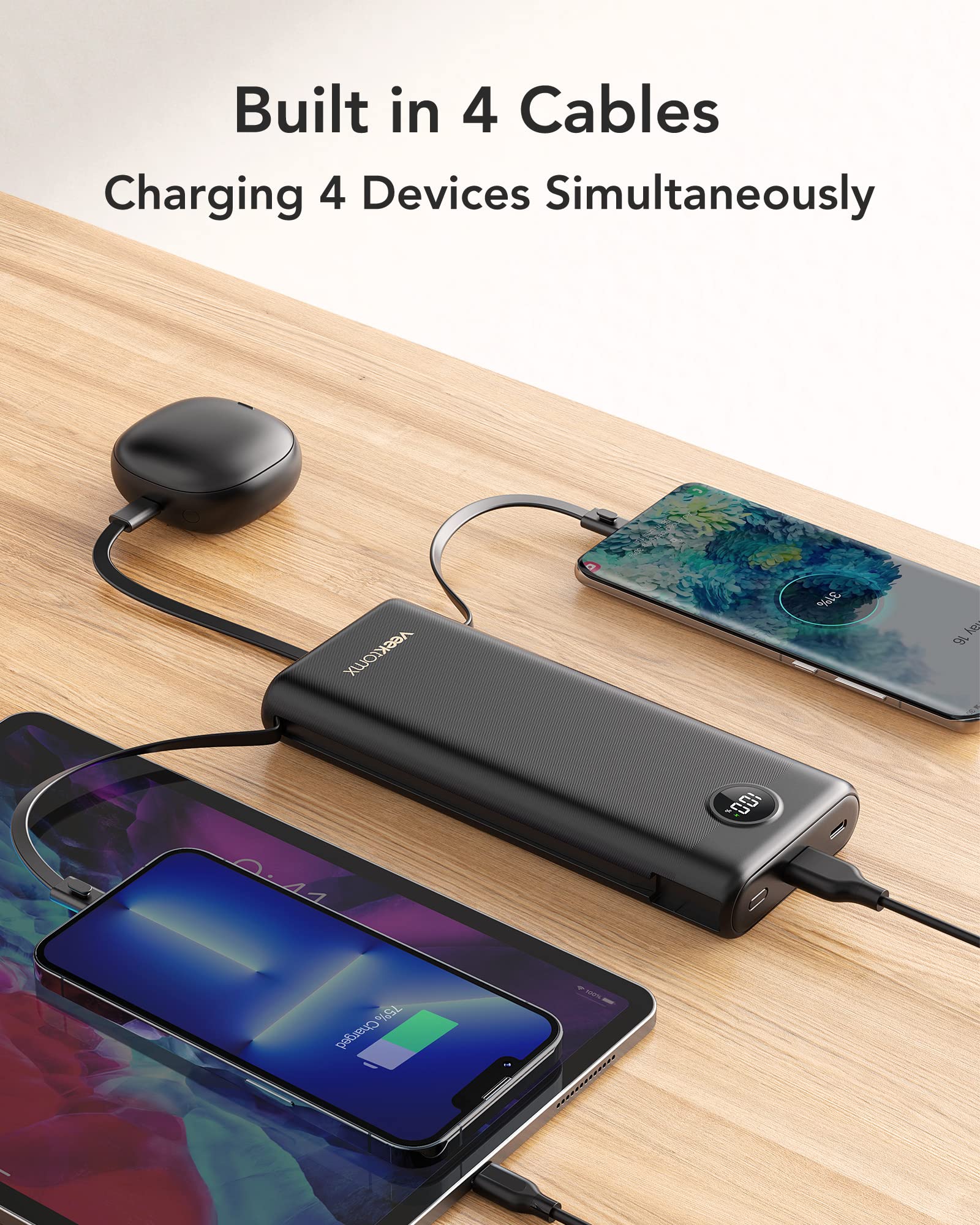 30000mAh Portable Charger with 22.5W USB C PD & QC 3.0 Fast Charging | 5 Outputs LED Display Power Bank | Compatible with iPhone 15/14/13, Samsung Galaxy S23/S22, iPad Pro | Perfect for Travel, Camping & Emergency Backup (1 Pack)