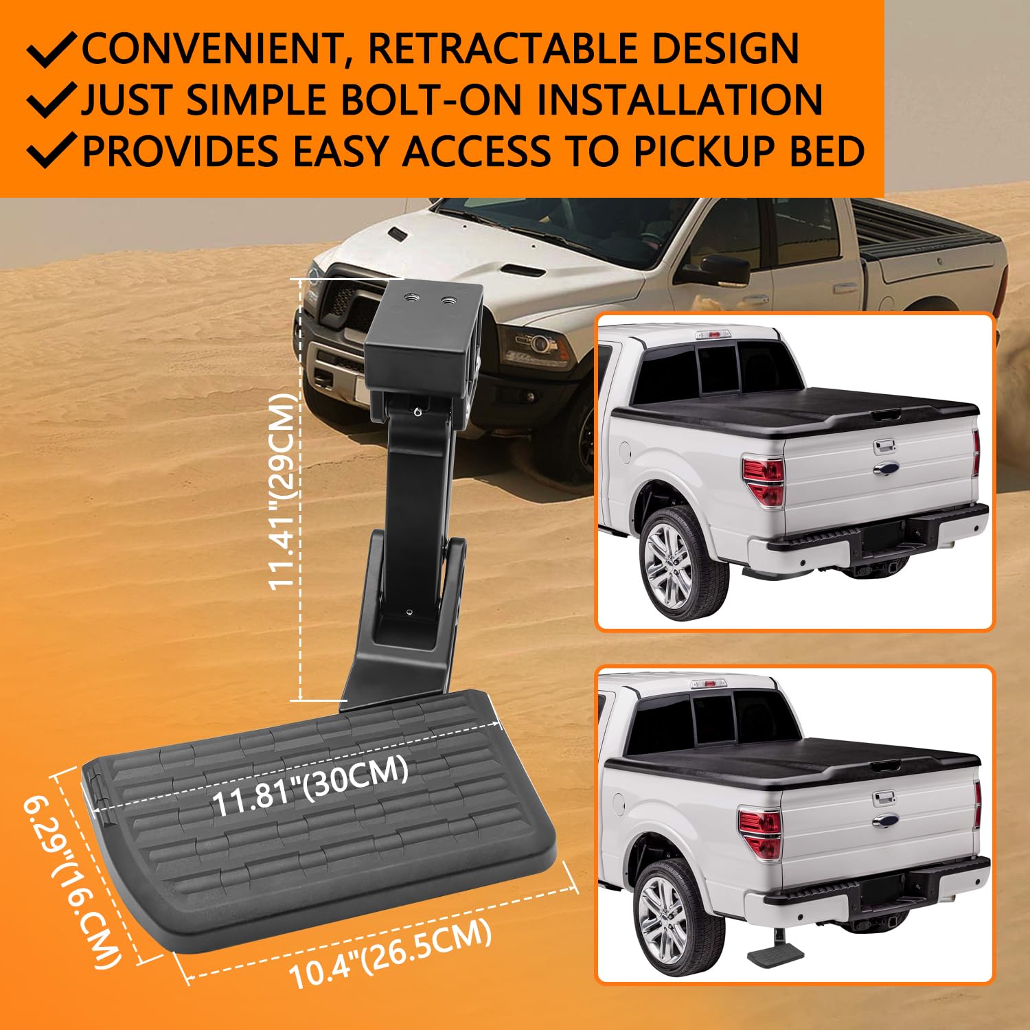 Retractable Bed Step for Toyota Tundra 2014-2021 | Folding Rear Bumper Tailgate Step Replacement | PT392-34140 & 75316-01A | Easy Truck Bed Access for Camping, Hunting & Work