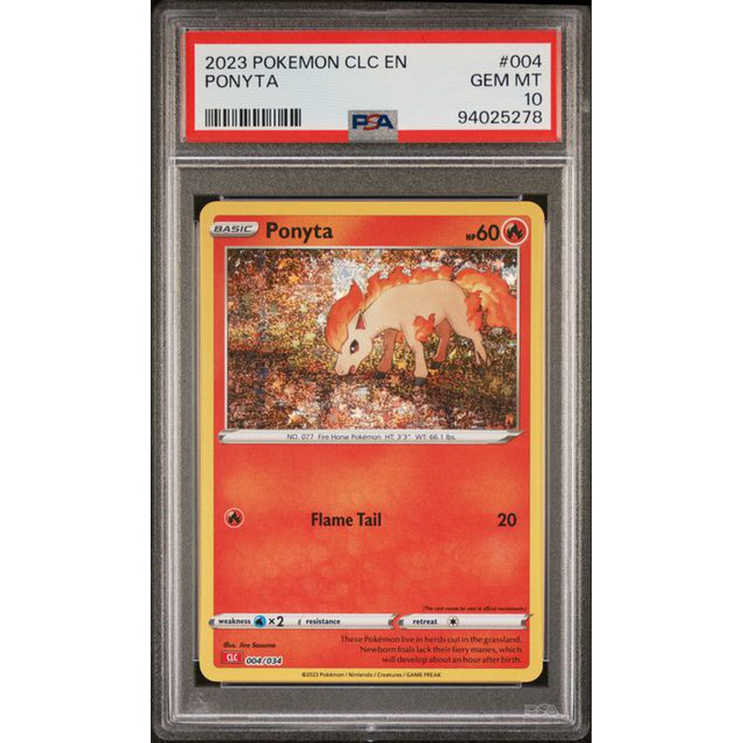 2023 Pokemon Classic Collection Ponyta 004/034 PSA 10 Graded Card - Rare Collectible for Trading Card Game (TCG) Enthusiasts & Pokemon Fans - Perfect for Display, Investment & Battling