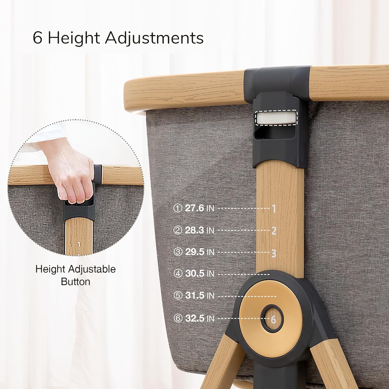 **Maydolly 3-in-1 Baby Bassinet & Bedside Sleeper – Portable Crib with Storage Basket, Wheels & Easy Fold – Newborn to Infant Grey – Perfect for Nursery, Travel & Co-Sleeping**