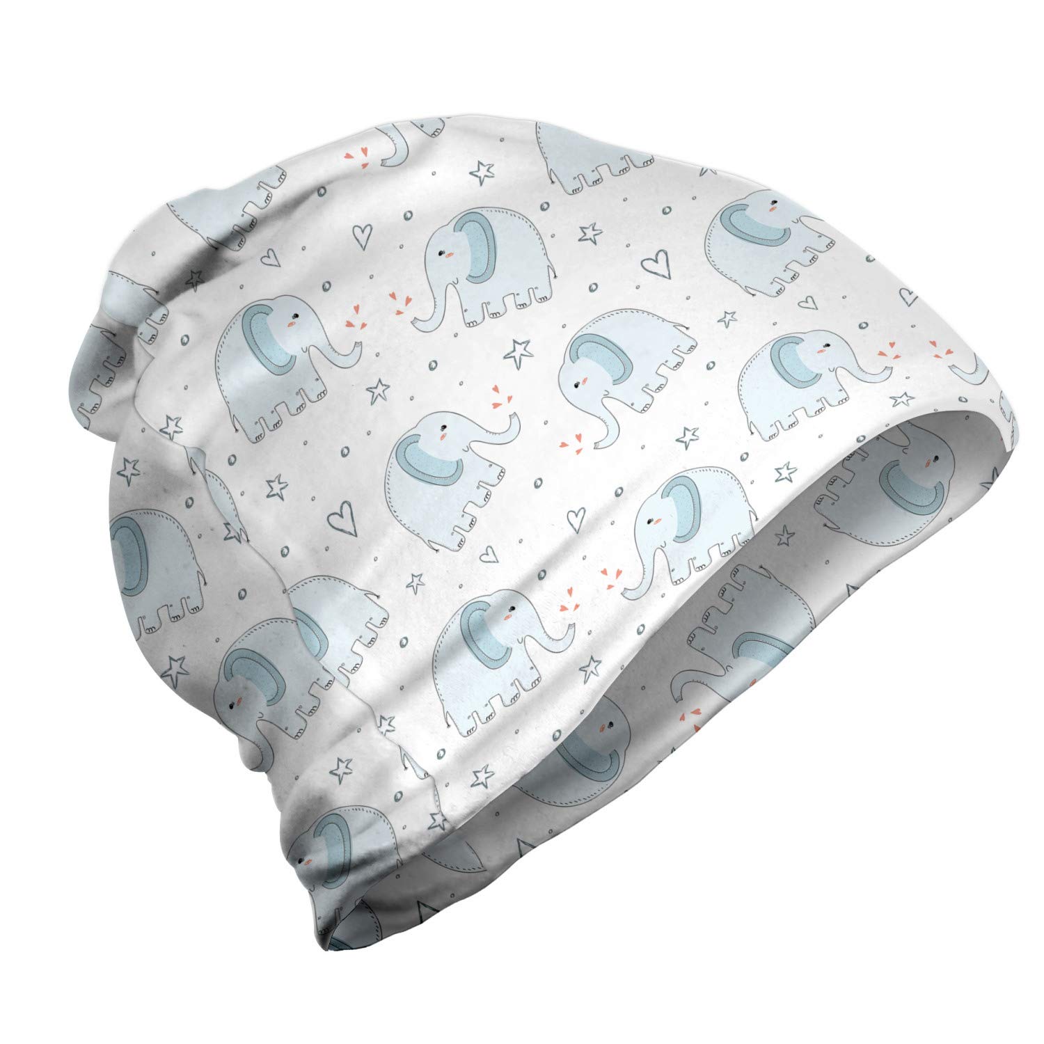 Ambesonne Unisex Winter Beanie Hat with Animal, Heart & Star Patterns - Soft Knit for Hiking, Camping & Outdoor Activities