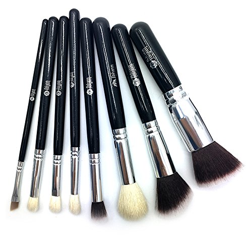 Professional Makeup Brushes Set - 8 pcs Natural Goat Hair & Synthetic Cosmetic Brush Kit with Kabuki, Foundation, Eyeliner, Lip & Powder Brushes | Includes Zipper Pouch | Perfect for Makeup Artists & Beginners | Ideal for Home, Travel & Professional Makeup Application