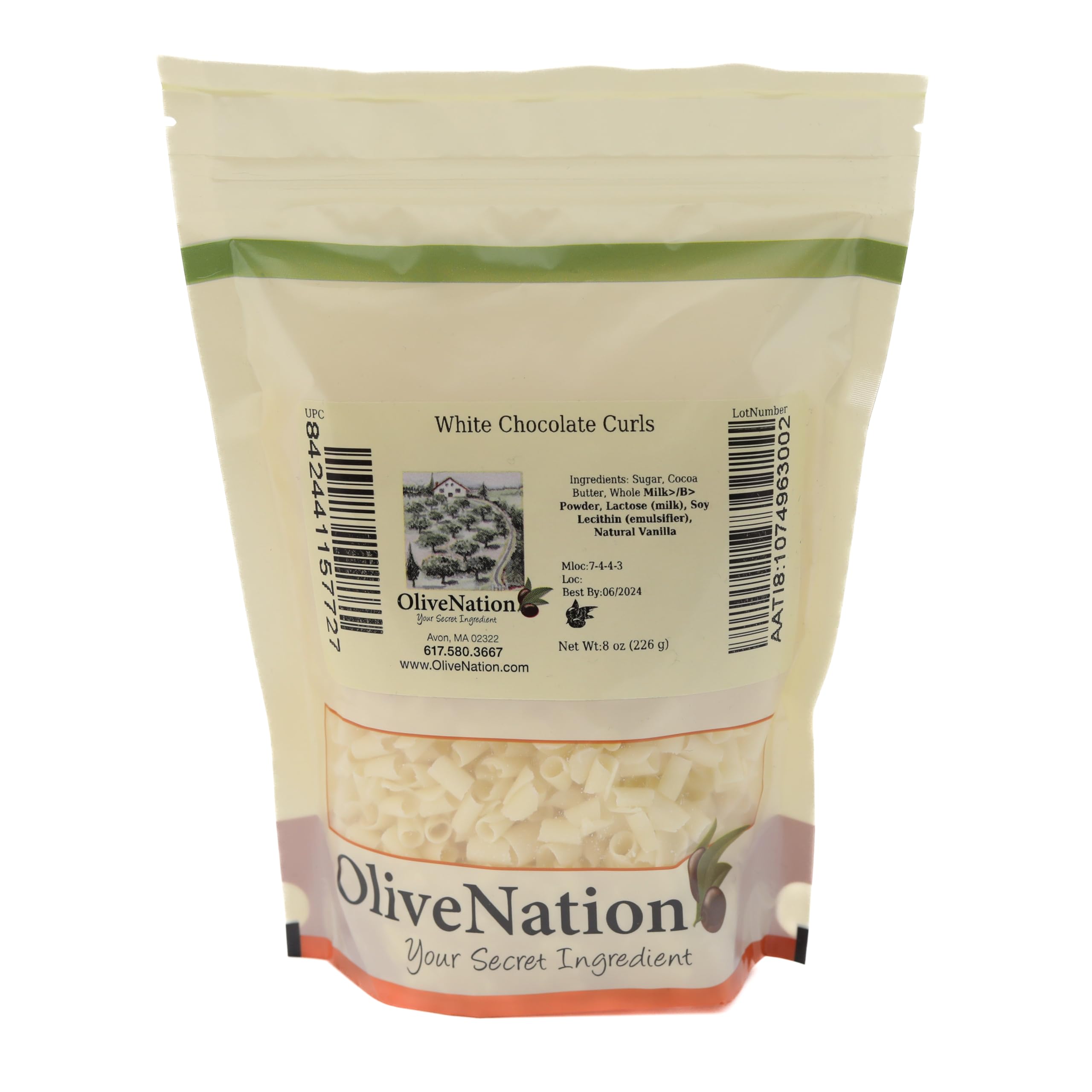 Premium Belgian White Chocolate Shavings - OliveNation Edible Chocolate Curls for Cake Topping, Dessert Garnish & Decoration - 1 lb (Perfect for Wedding Cakes, Cupcakes, Hot Cocoa & Ice Cream)