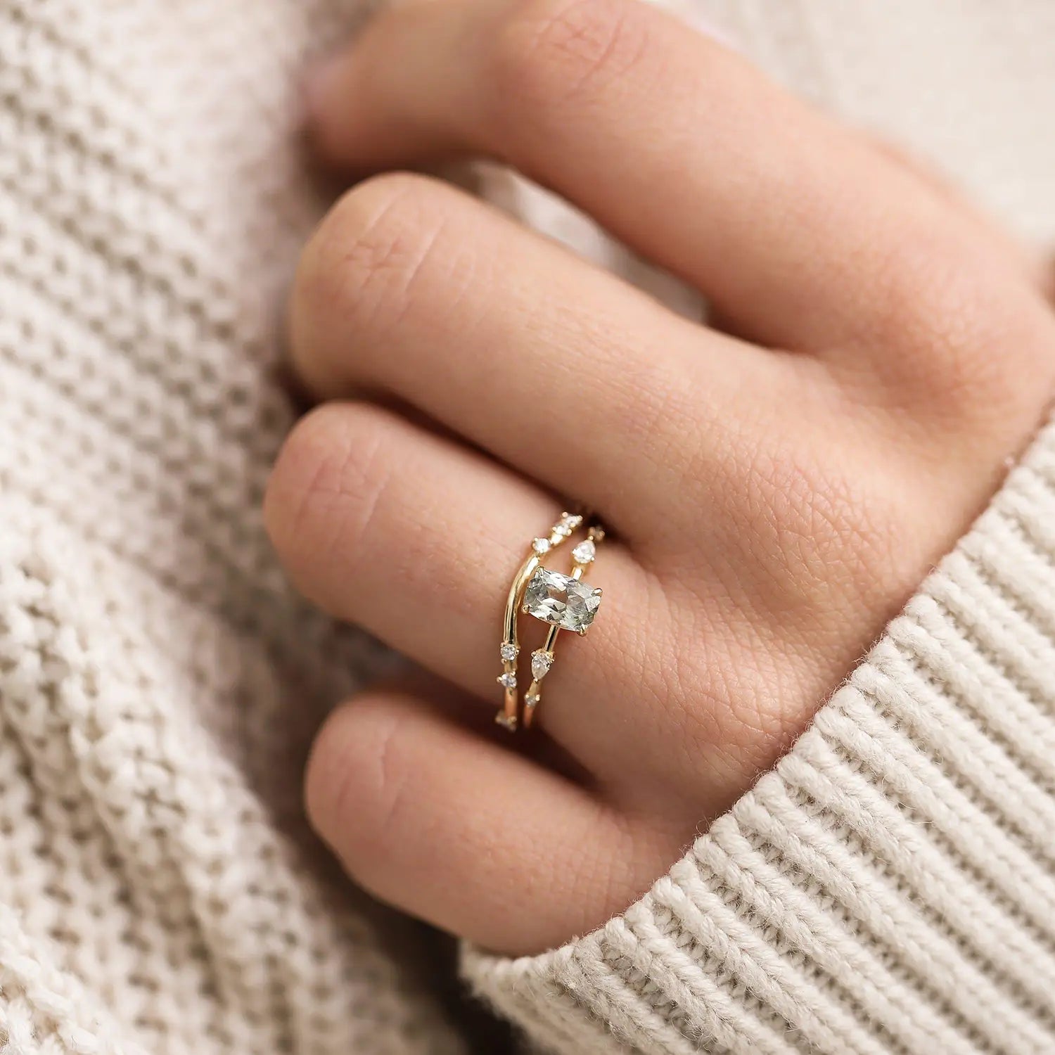 14K Yellow Gold Alate Ring with White Diamond - Elegant Jewelry for Women, Perfect for Weddings, Anniversaries & Special Occasions