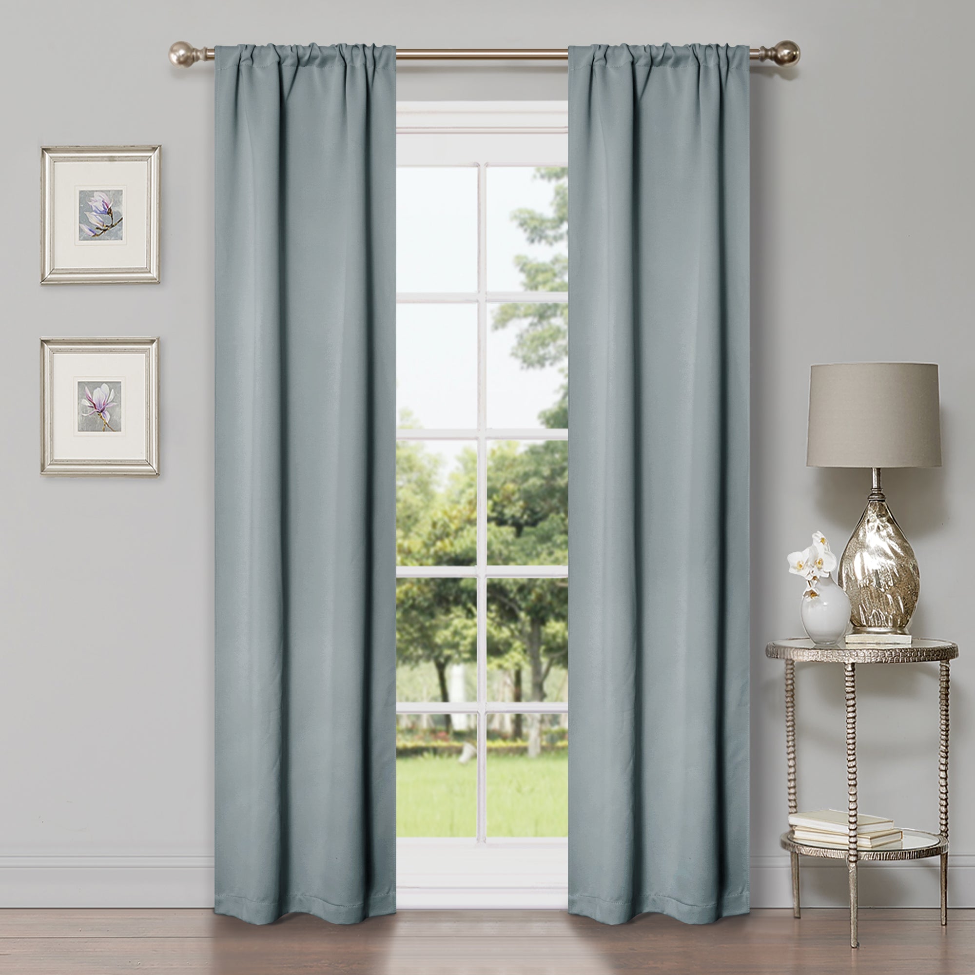 Blackout Curtains for Bedroom - Solid Classic Modern Rod Pocket Curtain Set, Thermal Insulated & Noise Reducing, Perfect for Home, Office, and Nursery (Black)