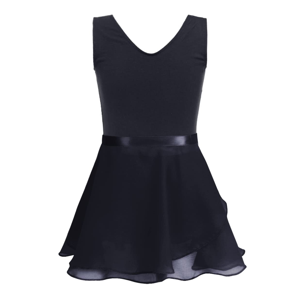 Girls Sleeveless Ballet Dance Dress with Spaghetti Straps - Gymnastics Leotard & Wrap Skirt Outfit for Ballet, Jazz, Recital & Competition Performance