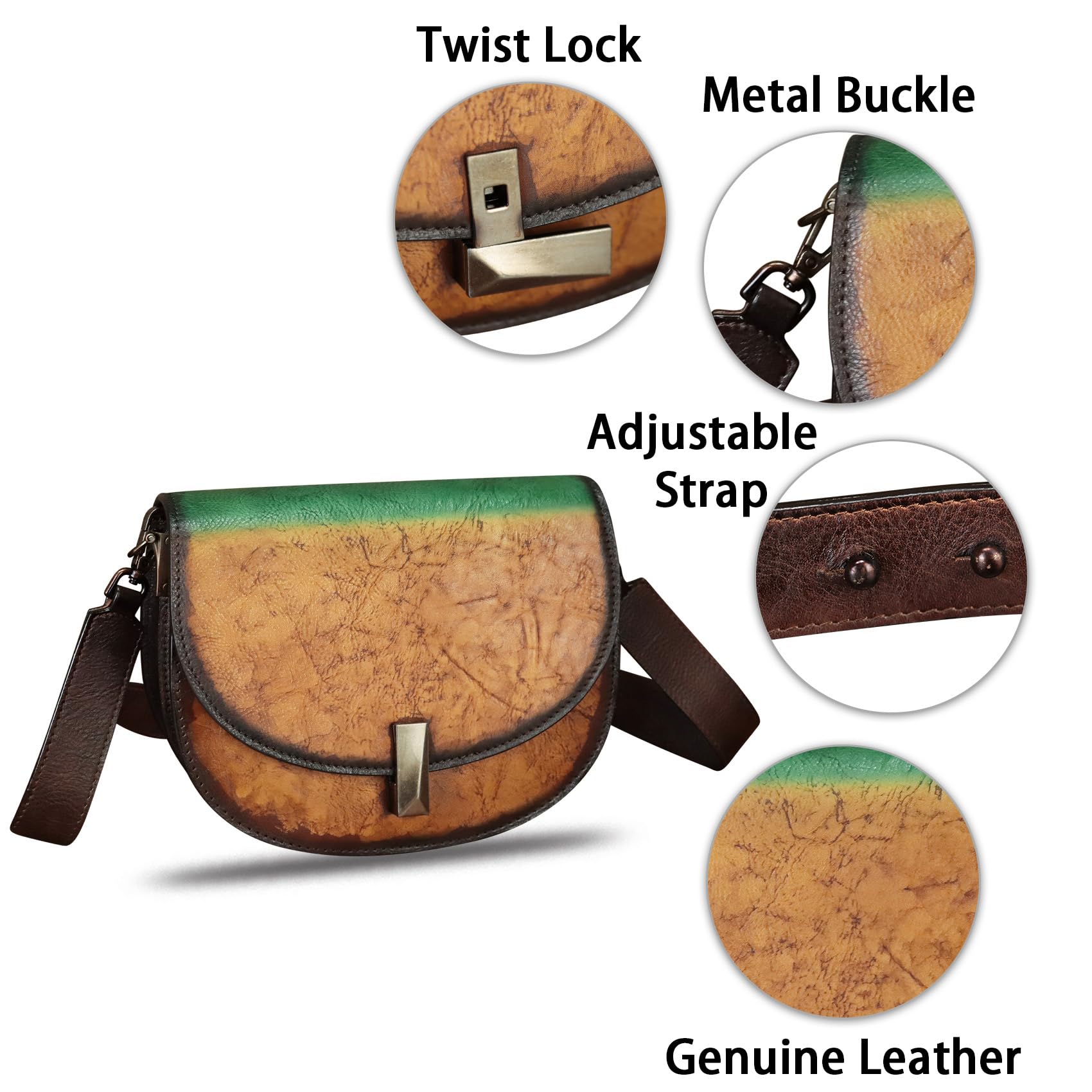 Genuine Leather Crossbody Bag for Women - Vintage Retro Leather Pouch Handbag Purse Ladies Satchel | Perfect for Everyday Use, Travel & Date Night
