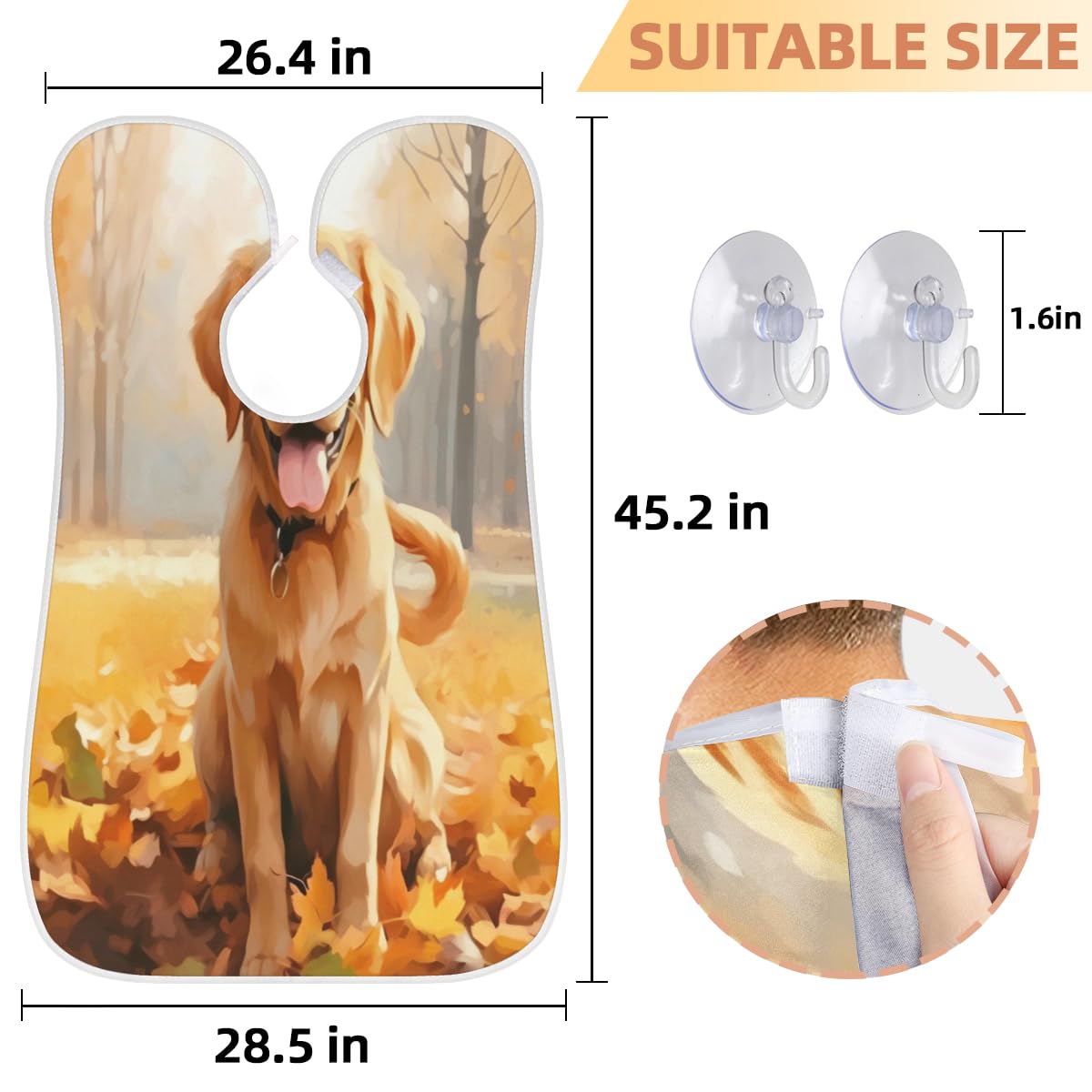 Fallen Leaf Dog Beard Shaving Bib for Men & Women - Waterproof Hair Dye Apron, Makeup Cape & Barber Accessories - Perfect for Beard Trimming, Haircut, Salon Styling & Home Grooming (Great Gift for Barbers & Pet Owners)