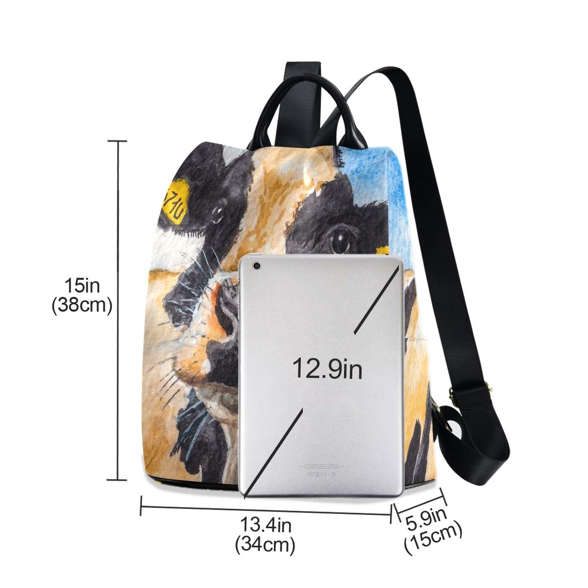 ALAZA Cow Print Farm-Themed Outdoor Backpack for Women - Stylish Durable Daypack for Hiking, Travel & Daily Use