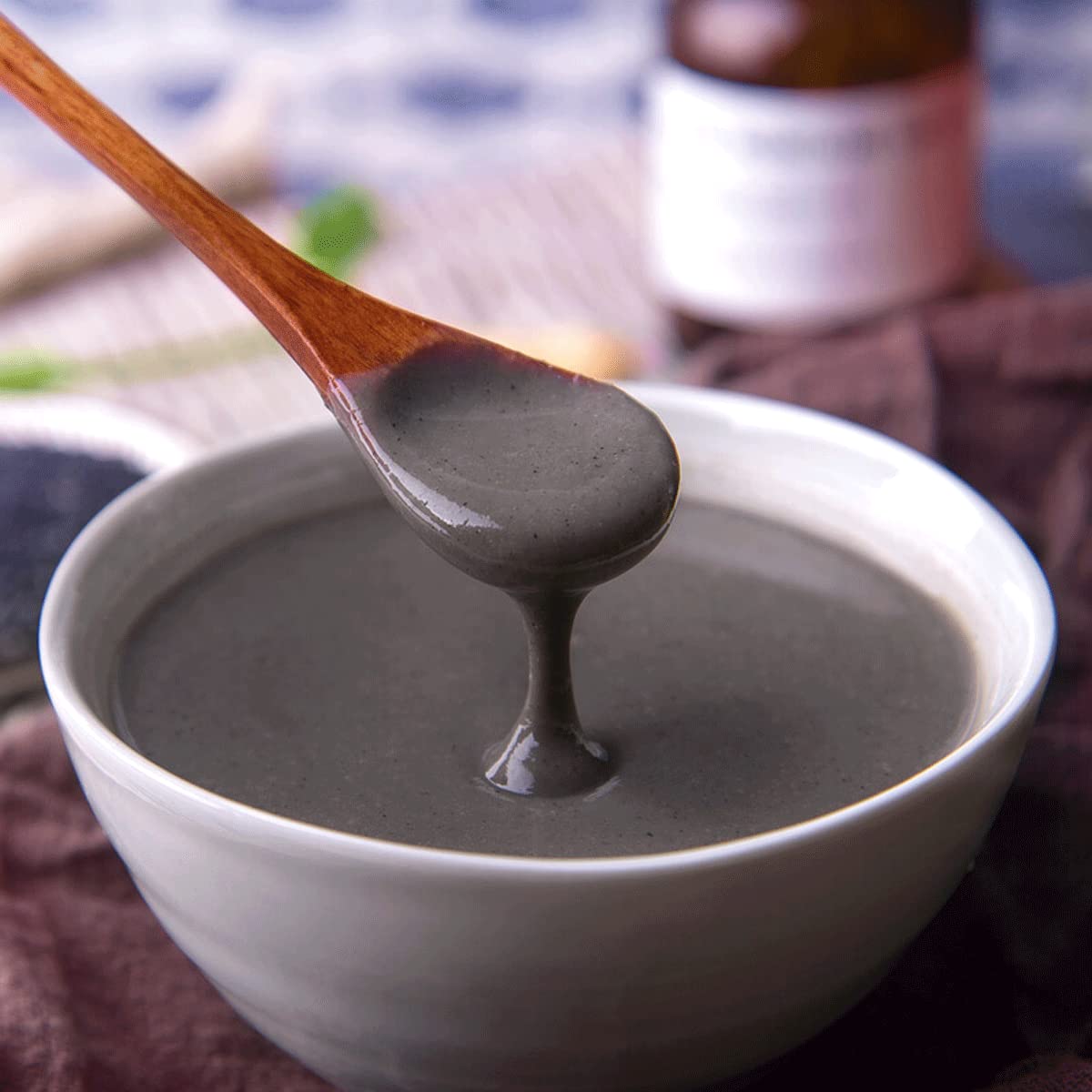 Organic Black Sesame Seed Paste 12.69 oz - Ground Sesame Seeds for Instant Drink, Cereal, Smoothies & Baking - Premium Quality, Gluten-Free, Vegan-Friendly - Perfect for Asian Desserts, Healthy Snacks & Breakfast Bowls