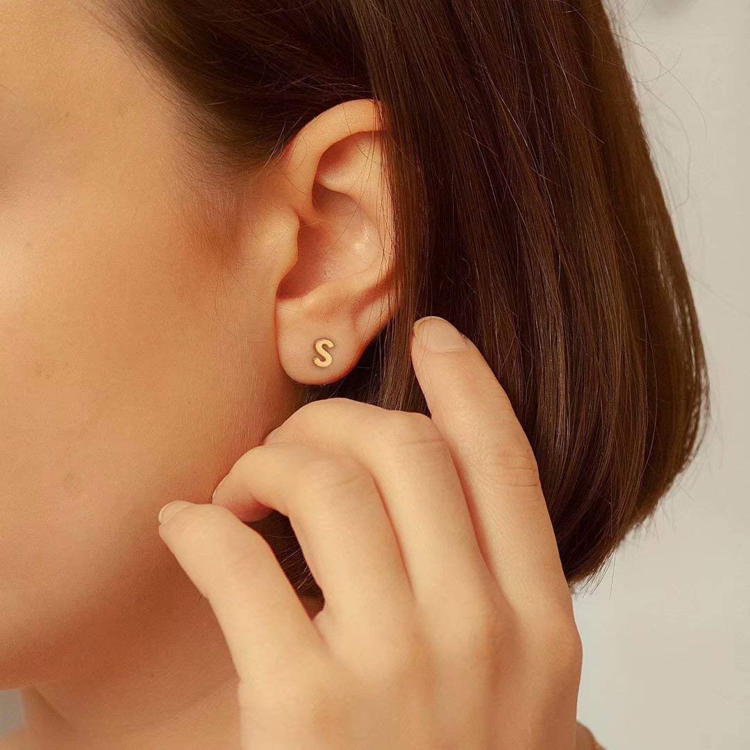 925 Sterling Silver Initial Stud Earrings for Women - Hypoallergenic Small Letter Earrings, Dainty Minimalist Jewelry Gift for Her - Perfect for Everyday Wear, Date Nights & Special Occasions
