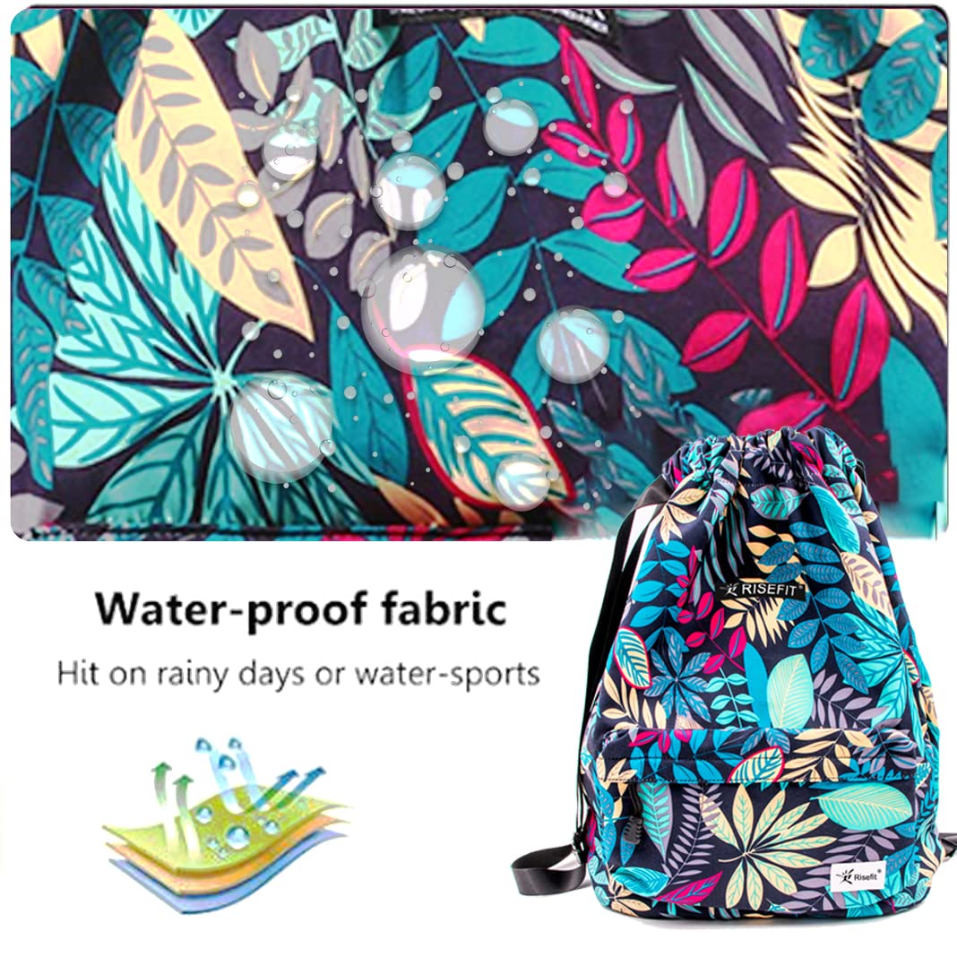 Waterproof Drawstring Backpack - Lightweight Gym Sackpack for Men & Women - Sports, Beach, Travel & Outdoor Activities