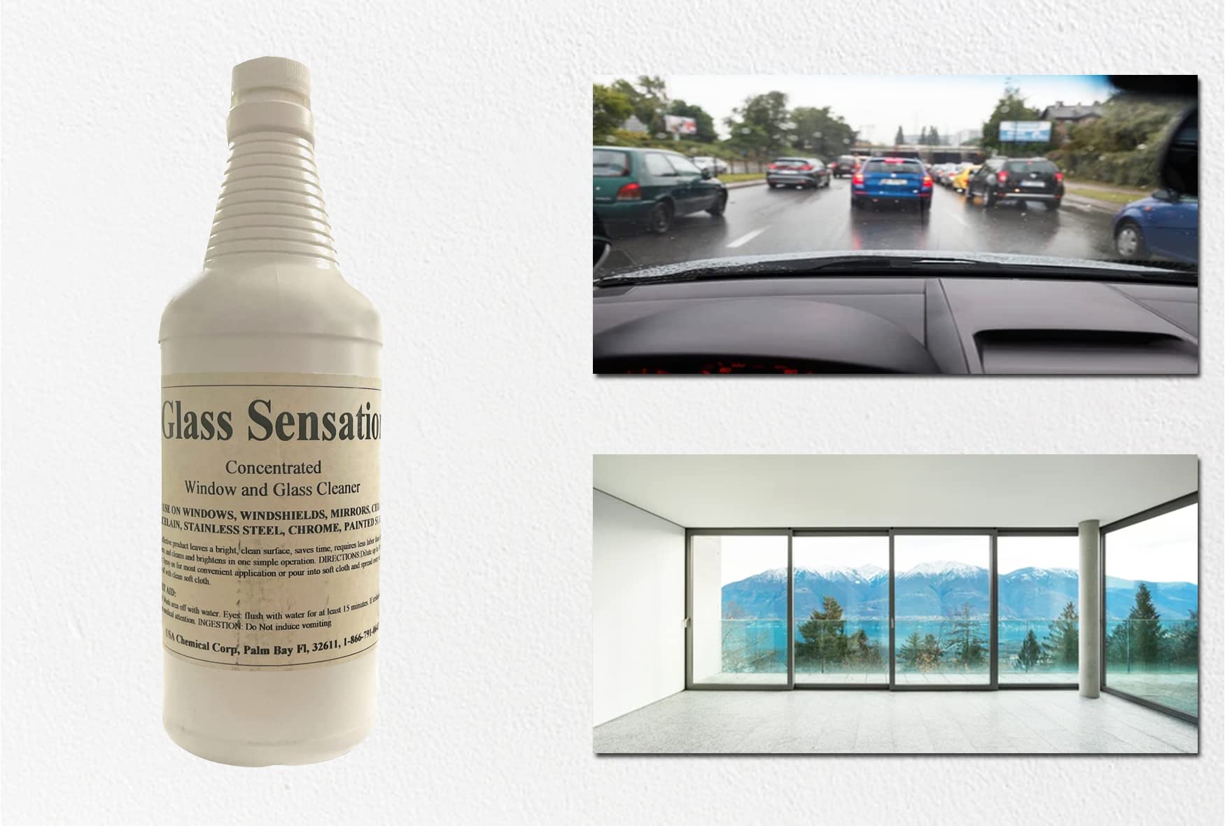 Concentrated Glass Cleaner for Windows, Mirrors & Car Windshield - Ceramic-Infused Formula (1 Qt) - Perfect for Home, Office & Auto Detailing