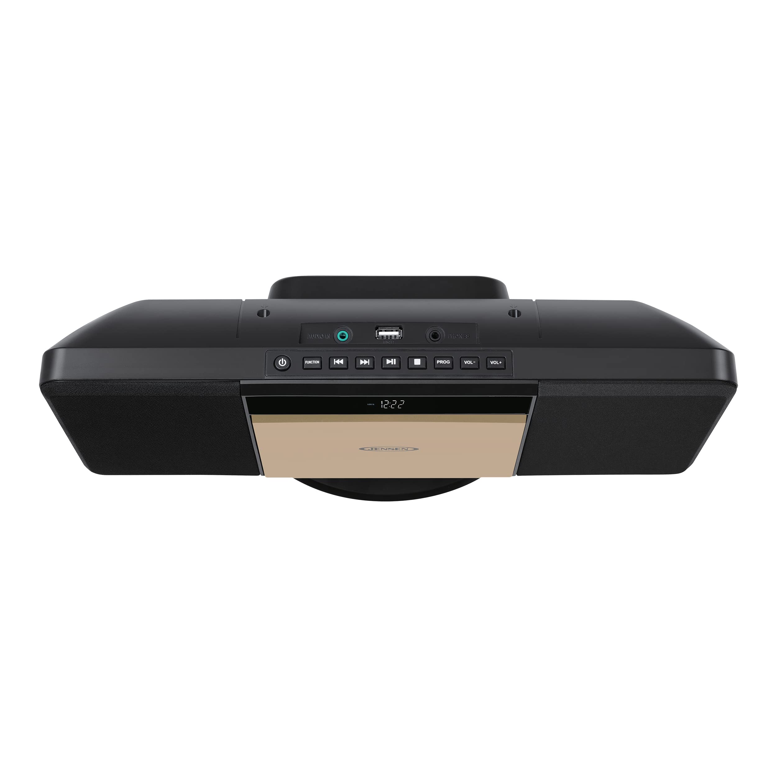 Jensen JBS-300 Champagne Gold Bluetooth Stereo System with CD/MP3/WMA Player, Wireless Streaming & USB Port | AM/FM Radio | Remote Included | Perfect for Living Room, Bedroom & Office Music Entertainment