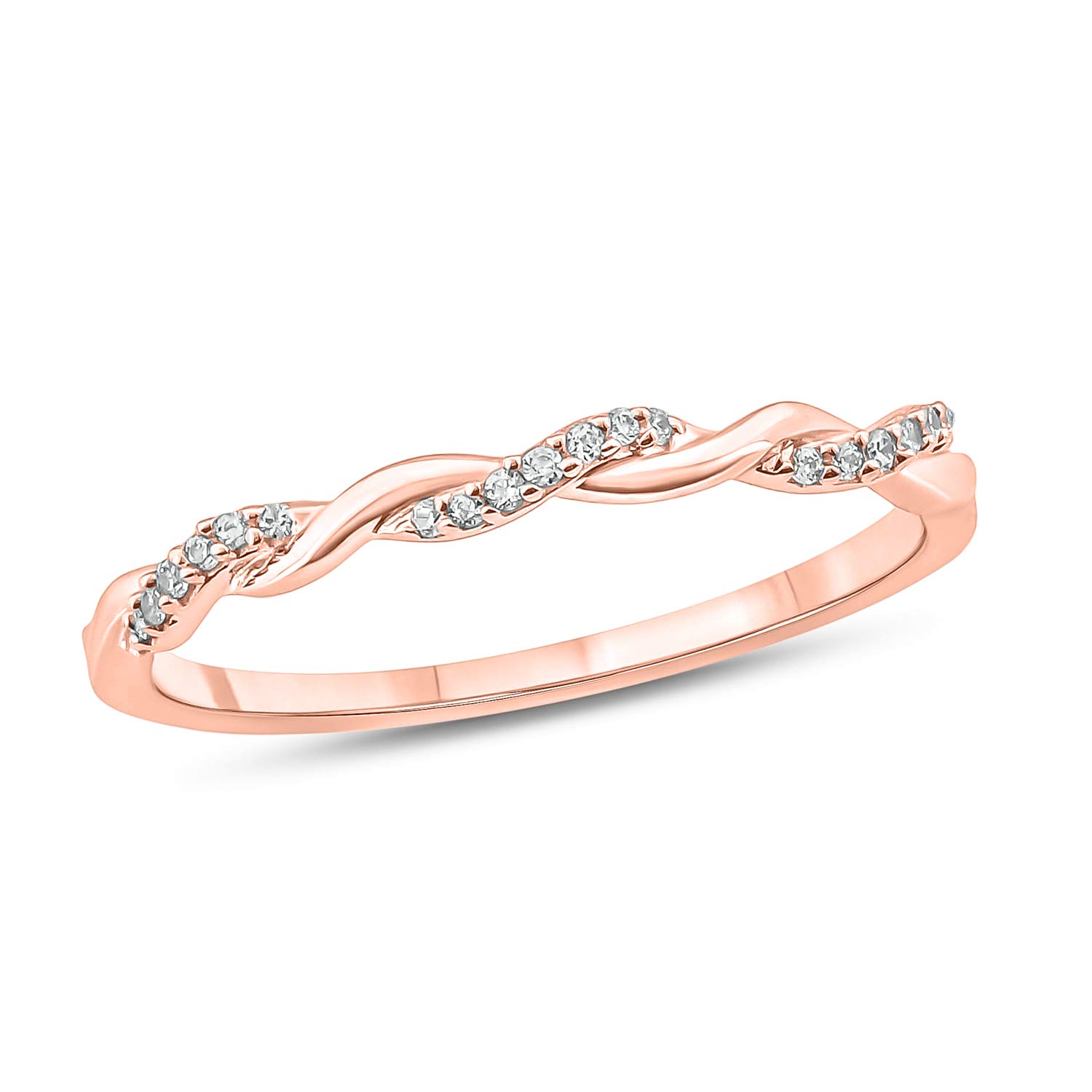 1/20ct Diamond Stackable Ring for Women - 10k Gold Anniversary Band & Wedding Ring | Valentine's Day Gifts for Girlfriend, Wife | Perfect for Stacking, Everyday Wear & Special Occasions