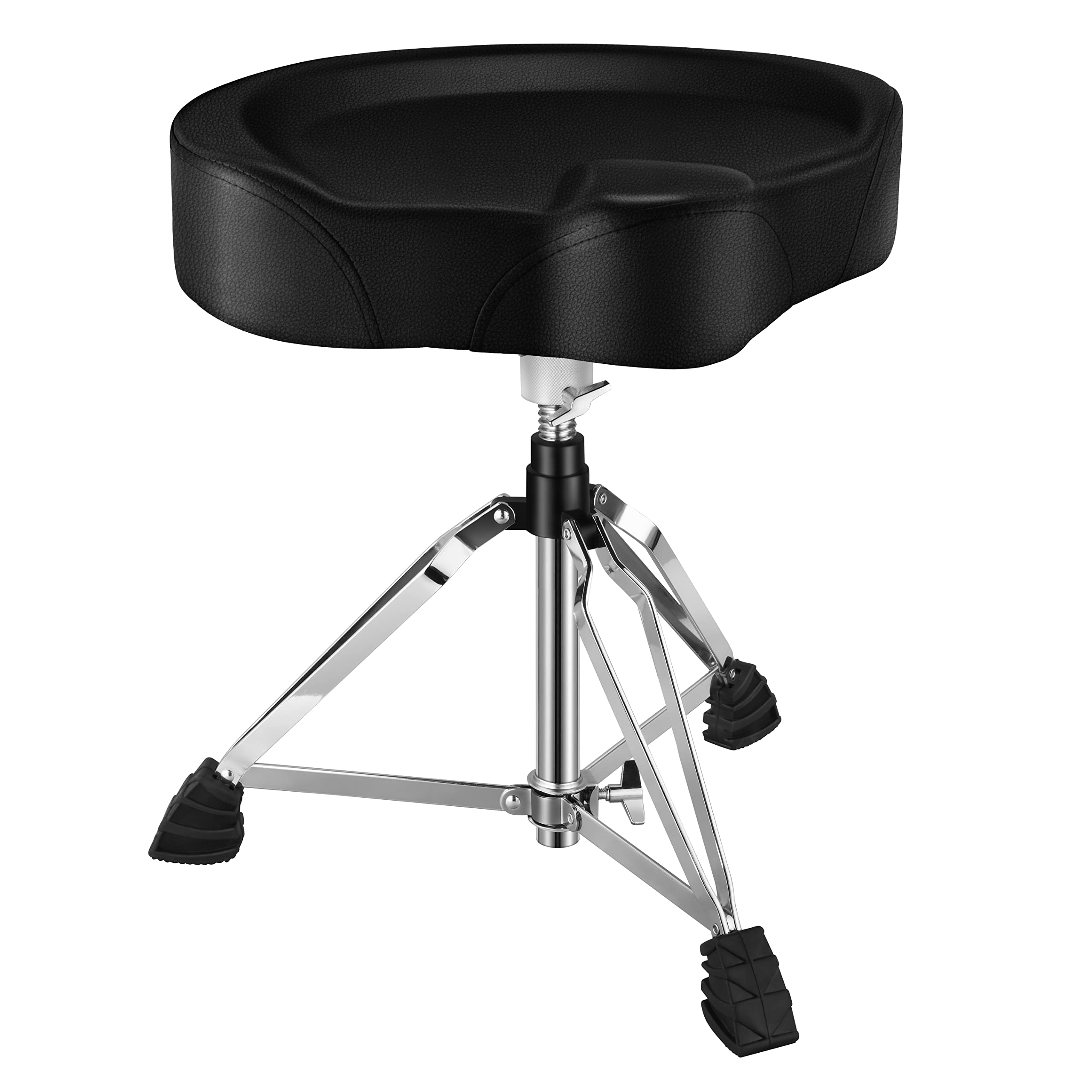 Donner Heavy Duty Drum Throne - Motorcycle Style Drum Stool with Widened Seat & Upgraded Materials - Height Adjustable Padded Drum Chair with Double Bracing - Perfect for Drummers, Musicians, and Live Performances