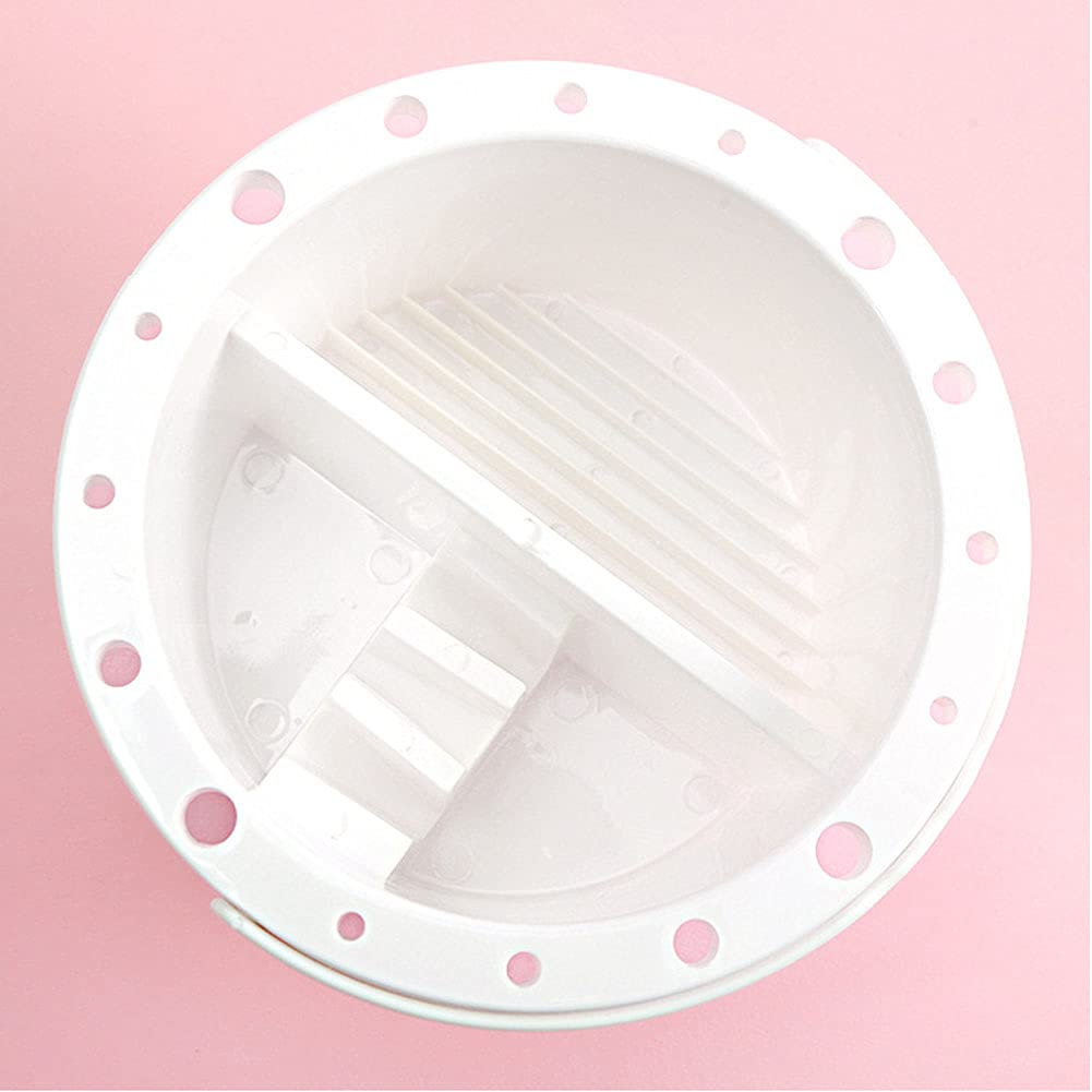 Professional Art Brush Cleaner Pot with Holder & Palette Lid - White Round Paint Brush Washer Basin for Watercolor & Oil Painting - Perfect for Studio, Classroom & Home Art Projects