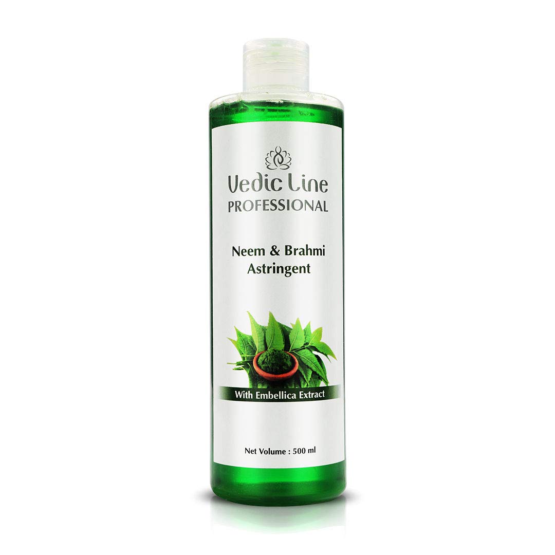 Vedicline Neem & Brahmi Astringent for Dark Spots & Acne Treatment - 500ml with Emblica Extract for Healthy Skin | Fights Blemishes & Pimples | Perfect for Daily Skincare Routine & Oily Skin Care