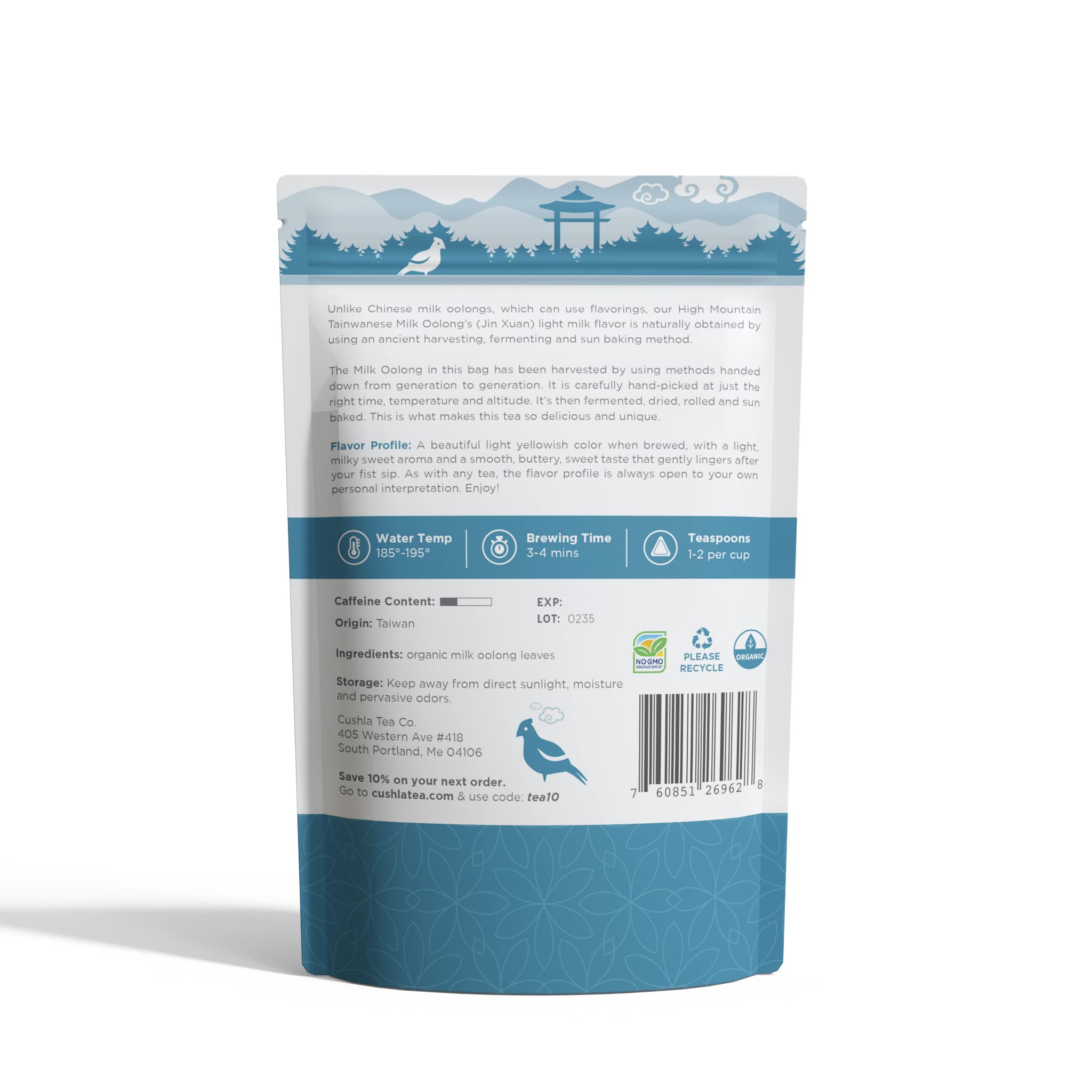 Premium Taiwanese High Mountain Milk Oolong Tea Bags - Aromatic Xin Qing Jinxuan Oolong Loose Leaf Tea - 20 Count (Makes 40 Cups) - Perfect for Afternoon Tea, Office Break or Relaxing Evening at Home