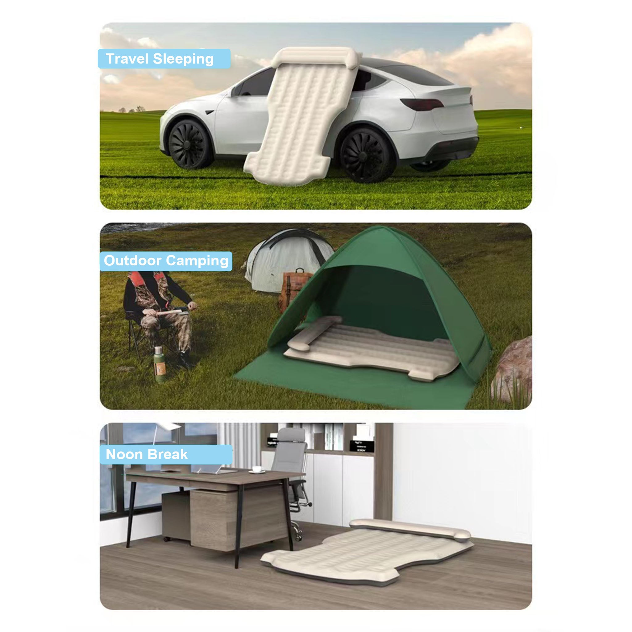 Tesla Model Y Air Mattress Custom Fit - Inflatable Car Bed for Camping & Road Trips (2020-2025 Models) | Perfect for Tesla Camp Mode, Family Travel & Outdoor Adventures