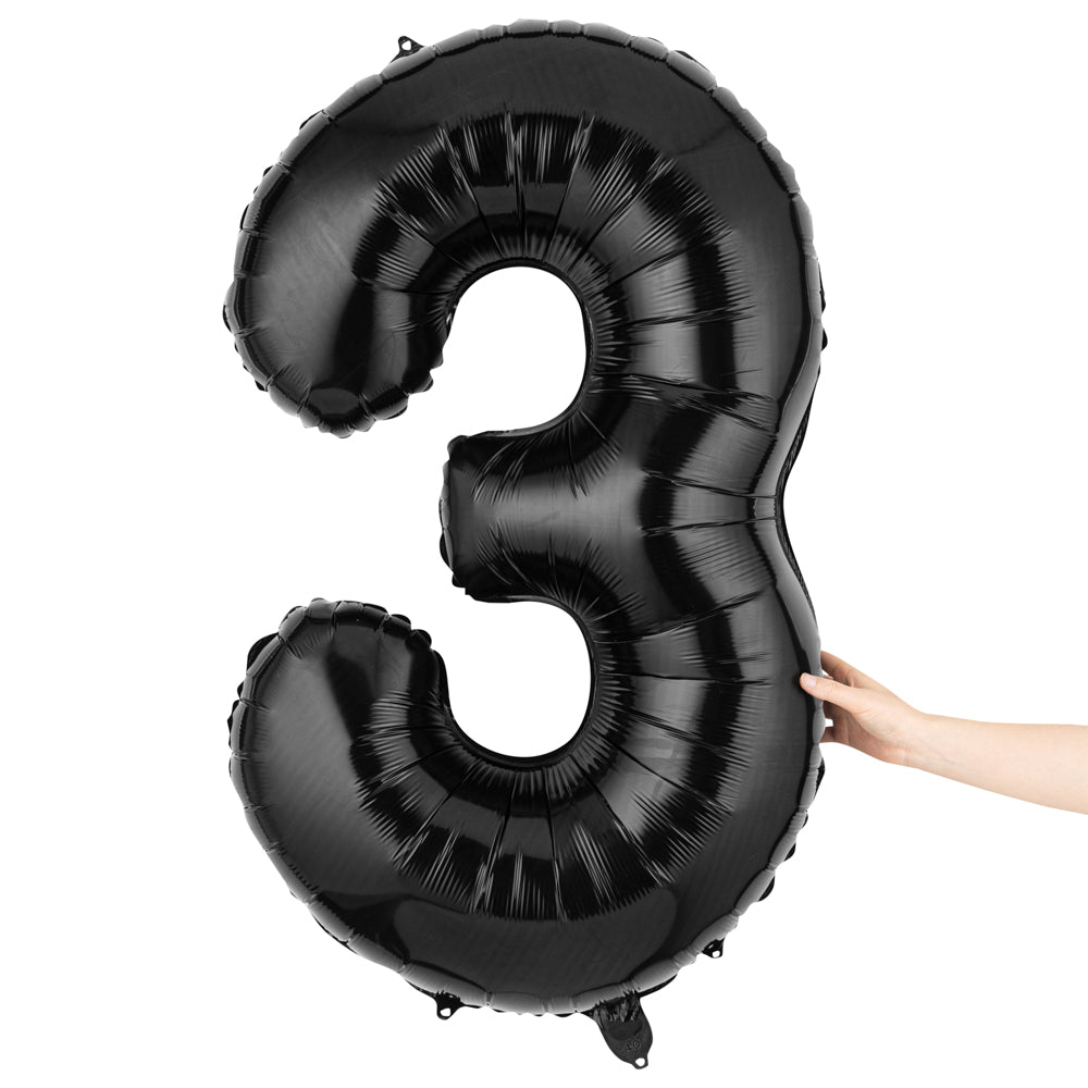 Balloonify Black Mylar Number 3 Balloon - 40 Inch Large Foil Balloon for Birthday Party Decorations (1 Count) - Perfect for Anniversary, Graduation, Baby Shower & Special Events