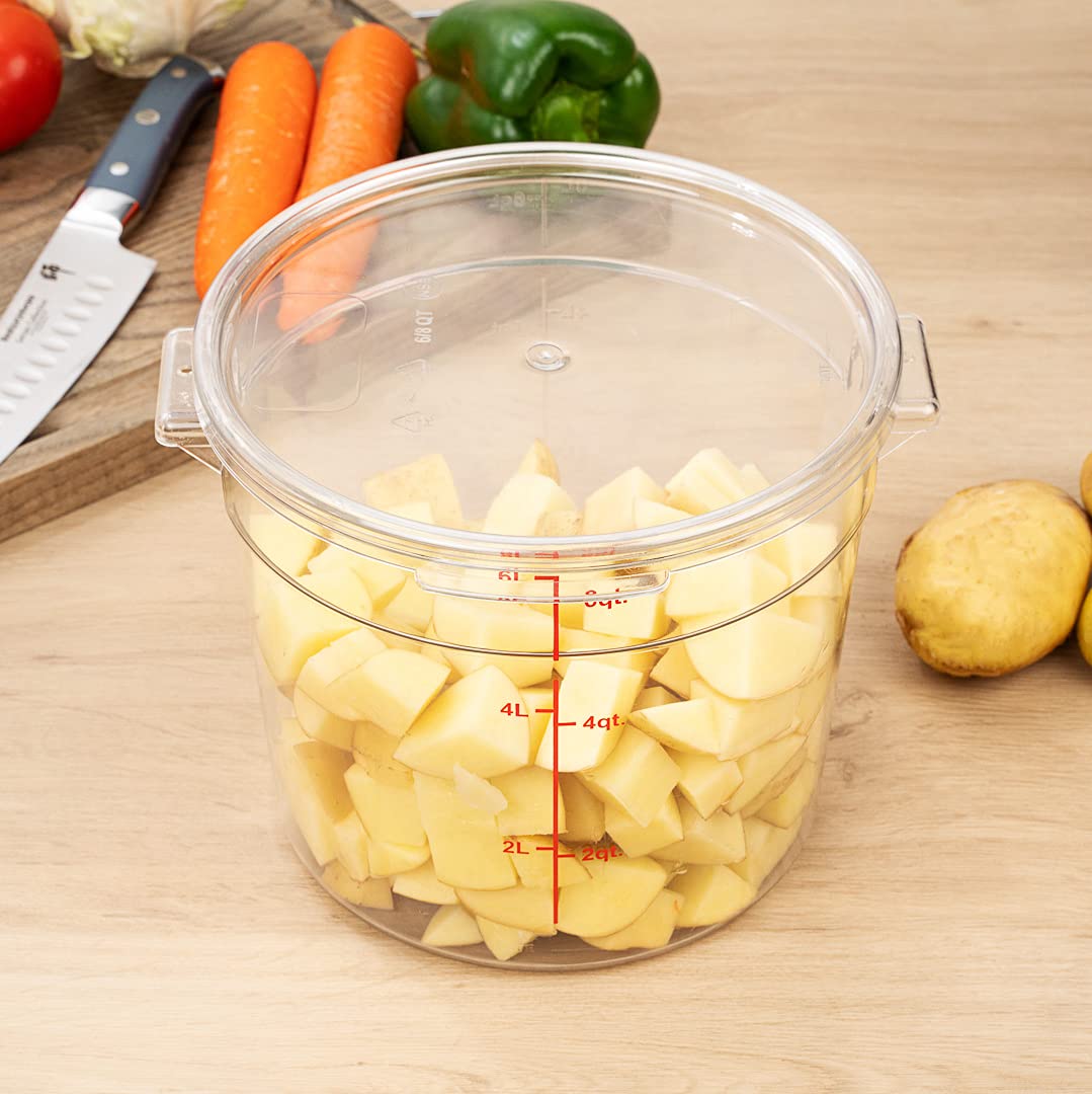 Met Lux Food Storage Container Lids - 10 Pack Round Clear Plastic Lids for Marinating & Meal Prep | Dishwasher Safe, Freezer Safe with Date Indicator | Replacement Lids for Restaurantware Containers (Containers Sold Separately) | Perfect for Kitchen Organization, Food Storage & Meal Planning