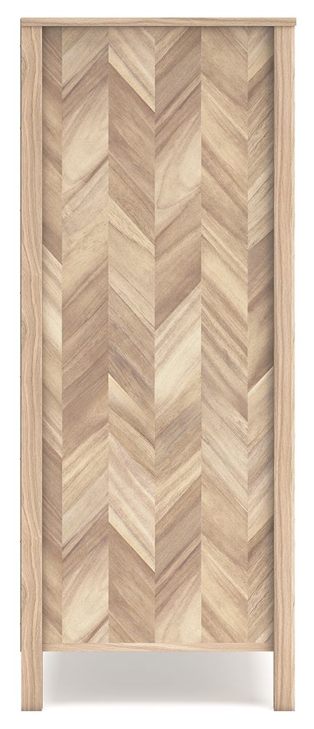 Battelle Tan 5-Drawer Chest - Modern Wooden Dresser for Bedroom, Living Room & Office Storage | Organize Clothes, Accessories & Home Essentials