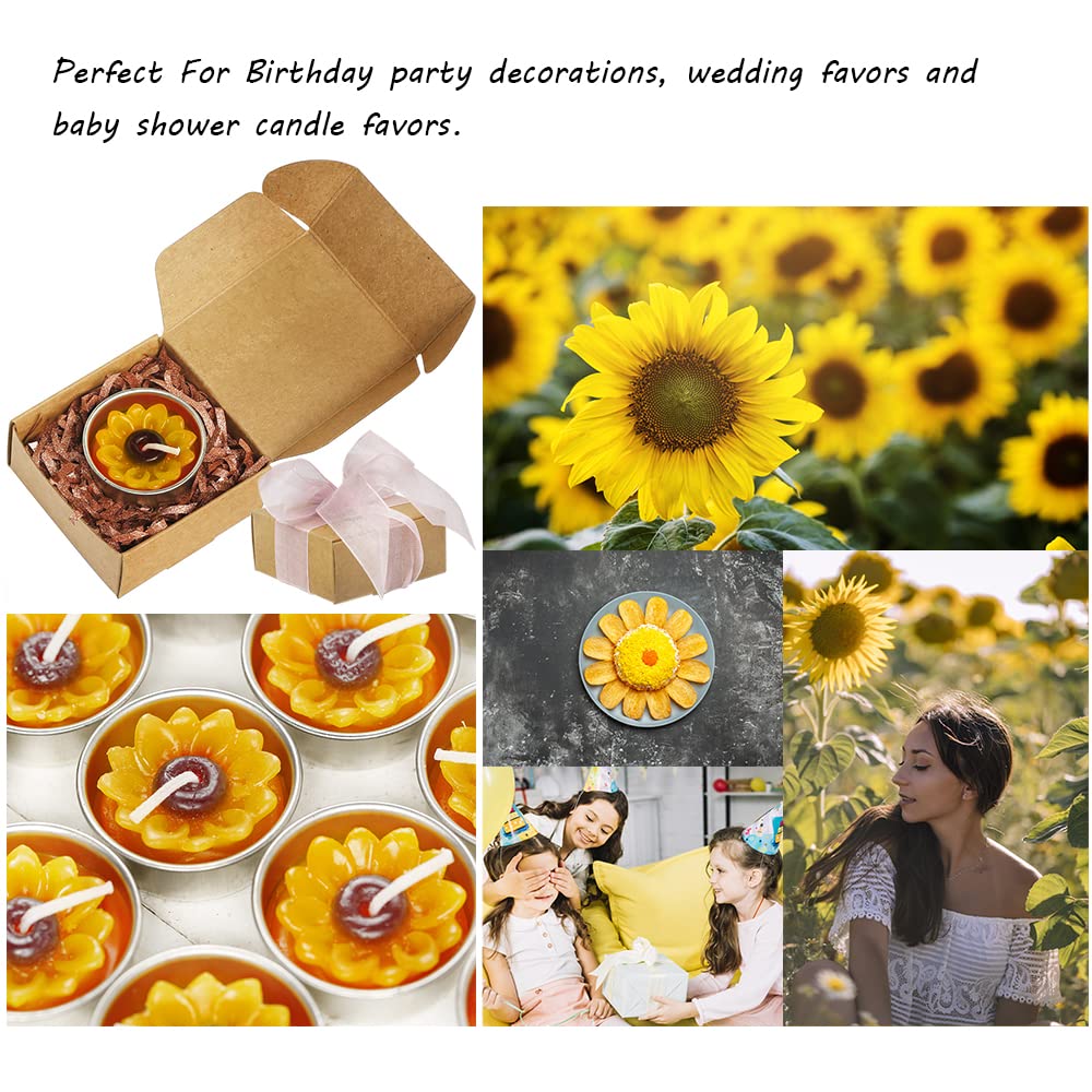Sunflower Scented Candles 12PCS - Yellow Mini Tea Lights for Birthday Party, Baby Shower & Guest Favors - Perfect for Home Decor, Wedding Centerpieces & Relaxing Aromatherapy