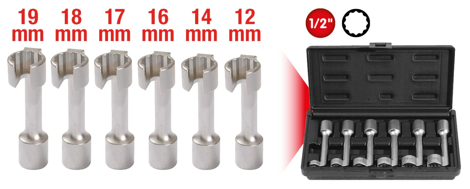 KS Tools 6-Pc Open Box Head Spanner Set 1/2
