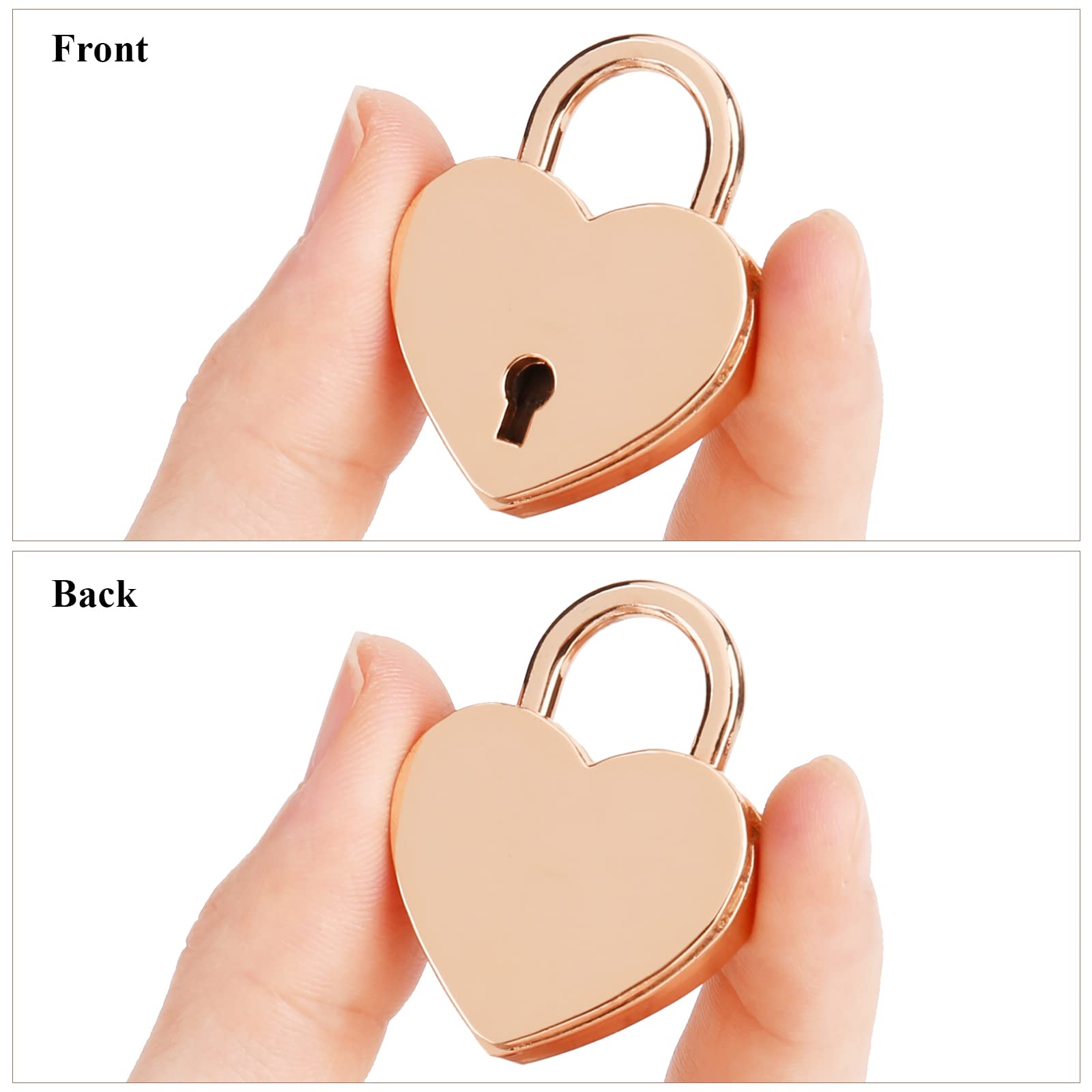 VerRich 2Pcs Golden Heart Shaped Padlock Mini Locks with Keys - Secure Your Handbag, Jewelry Box, Storage Box & Diary Book | Perfect for Valentine's Gifts, Travel Accessories & Home Organization