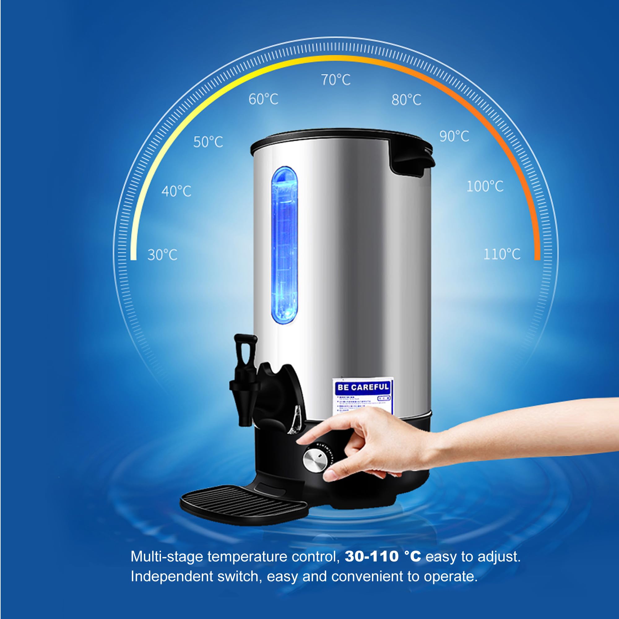 8.8L Commercial Electric Water Boiler - Stainless Steel Hot Water Dispenser for Coffee Shops, Milk Tea Stores & Restaurants - Fast Boiling Bucket for Beverage Making, Food Service & Catering