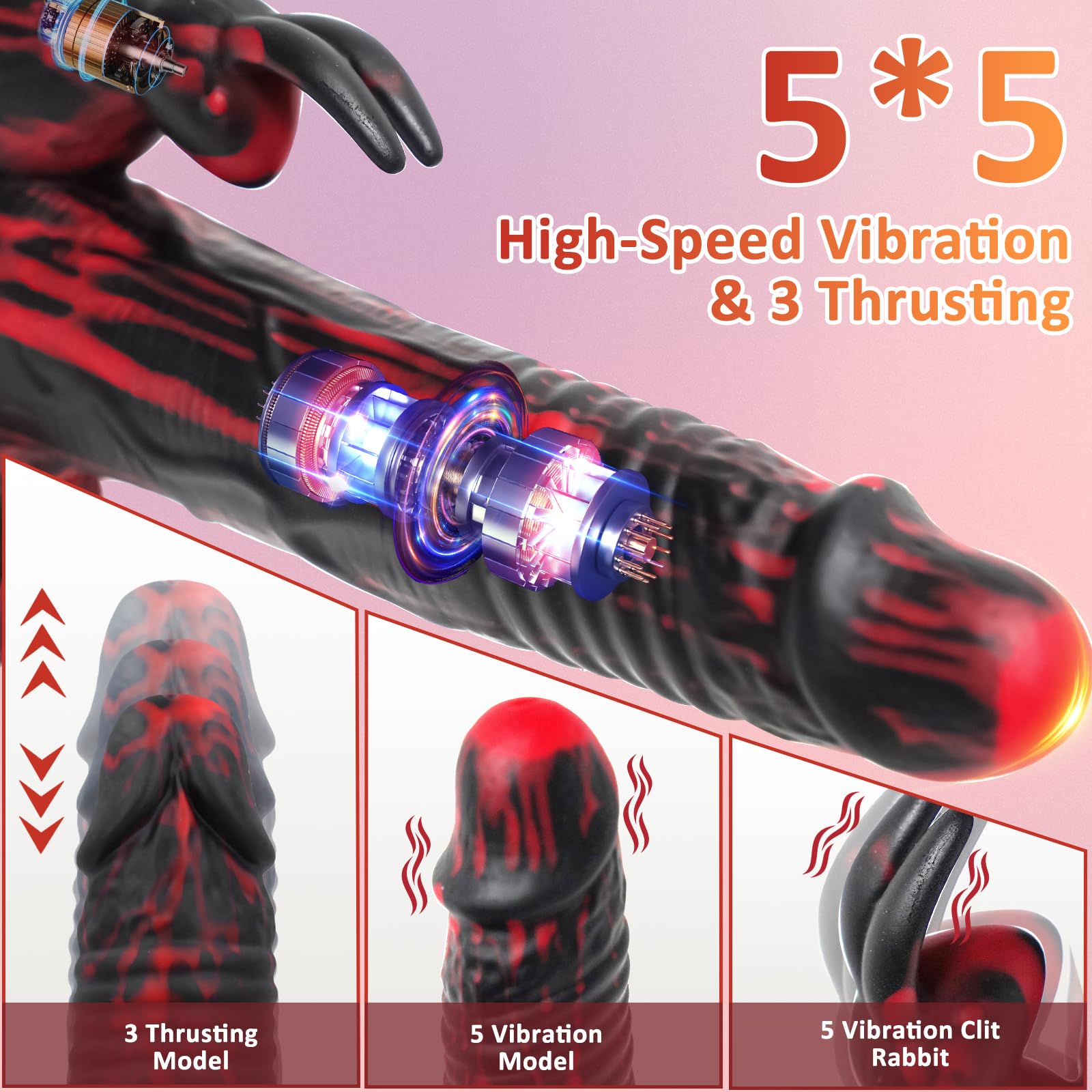 8.26 Inch Realistic Thrusting Dildo Vibrator with Remote Control - 3 Thrusting & 5x5 Vibration Modes for Women & Couples - G-Spot, Clit & Anal Stimulation - Perfect for Solo Play, Couples Intimacy & BDSM Exploration