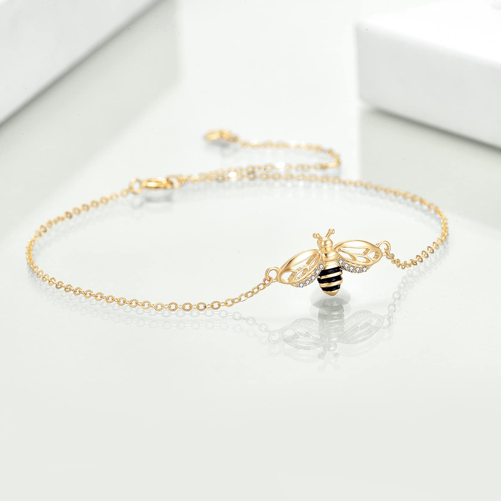 14k Yellow Gold Bee Pendant for Women - Elegant Jewelry Gift for Her, Perfect for Birthdays & Anniversaries