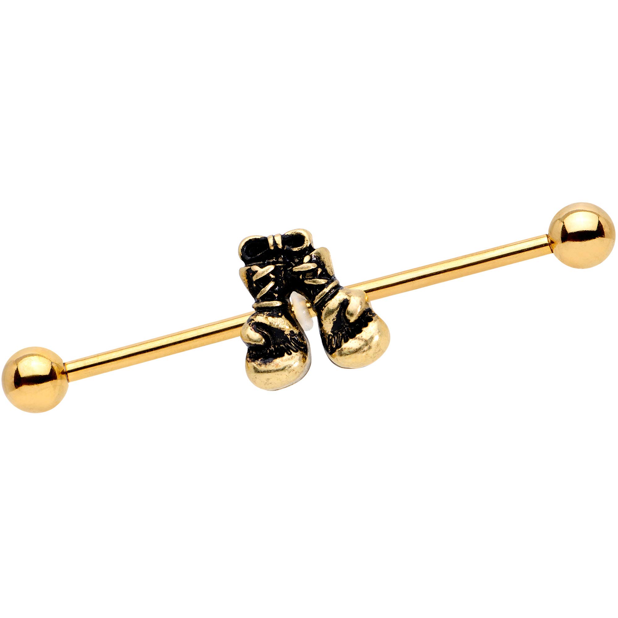 14G PVD Steel Helix Cartilage Earring - Sports Boxing Gloves Industrial Barbell (1.5 Inch) - Body Jewelry for Athletes & Gym Enthusiasts - Perfect for Workouts, Boxing & Body Piercing Fashion