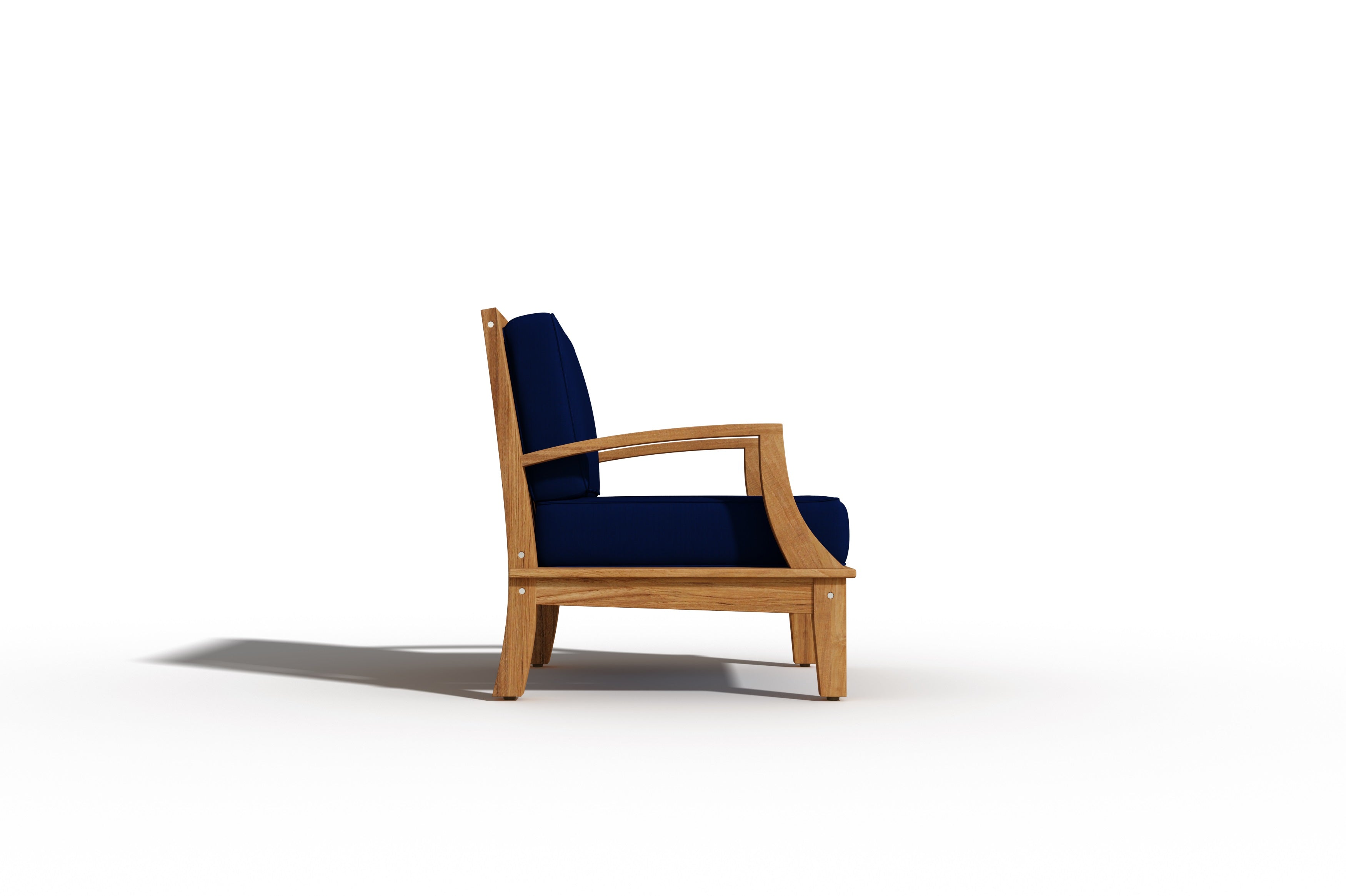 Premium Eliane Teak Outdoor Club Chair with Sunbrella Navy Cushion - Weather-Resistant Patio Furniture for Poolside, Garden & Backyard Relaxation