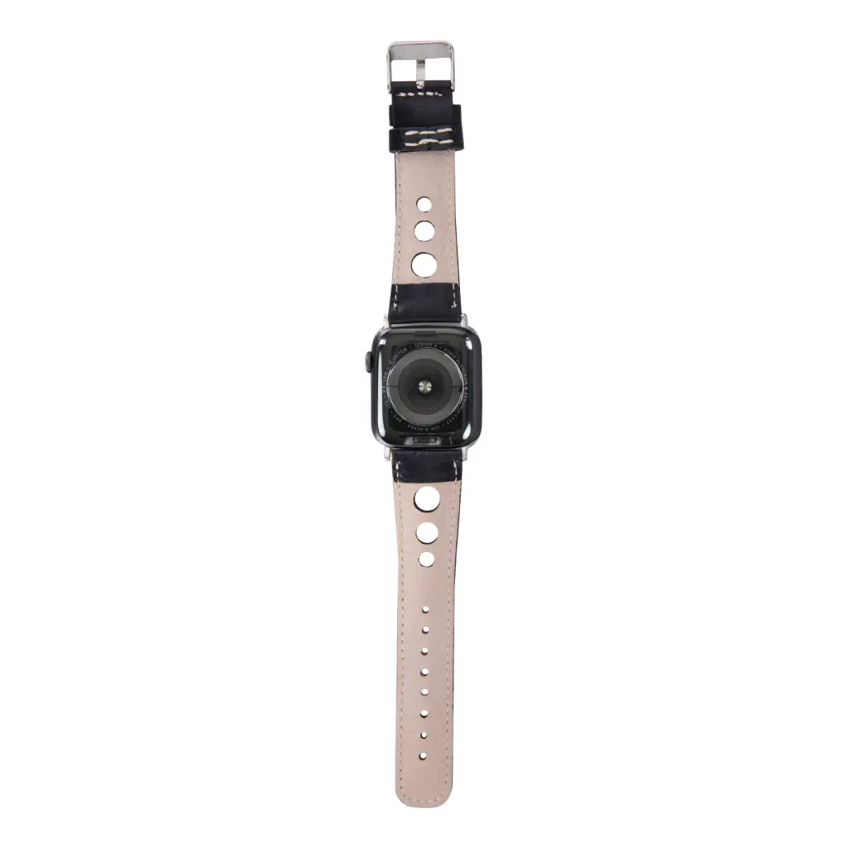 Premium Black Leather Rally Strap for Apple Watch - Durable, Comfortable & Stylish Band for Workouts, Running & Everyday Wear