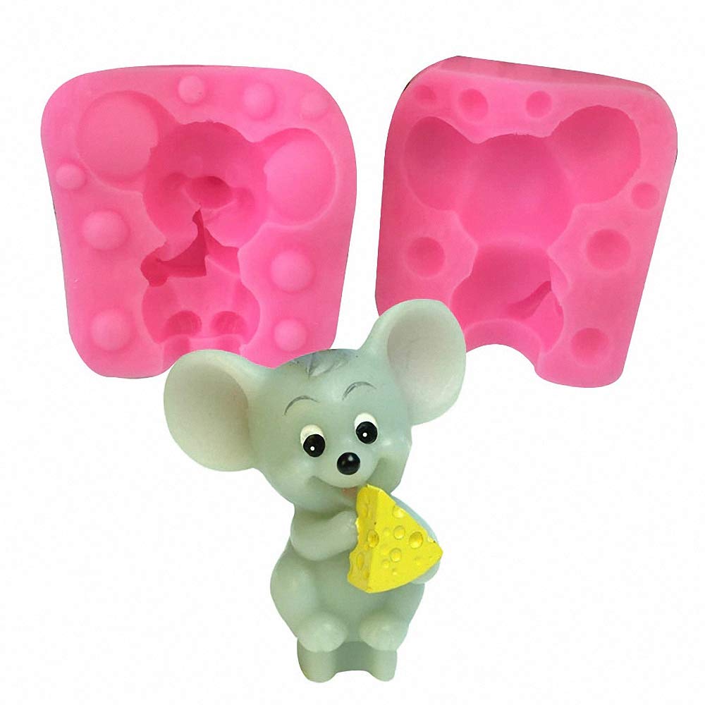 Cute Mouse Eating Cheese Silicone Mold for Fondant, Candle, Soap, Wax Crayon & Polymer Clay - DIY Craft Mould for Baking, Candle Making & Soap Making - Perfect for Birthday Parties, Home Decor & Gift Making